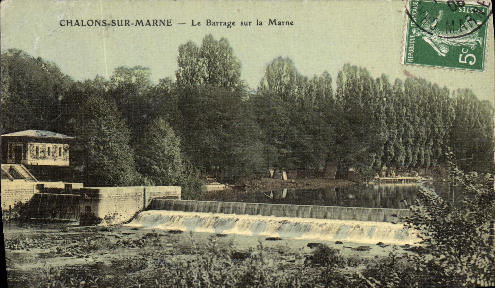 VINTAGE POSTCARD Chalons On the Marne the Stopping On has Marne (chart toilee)