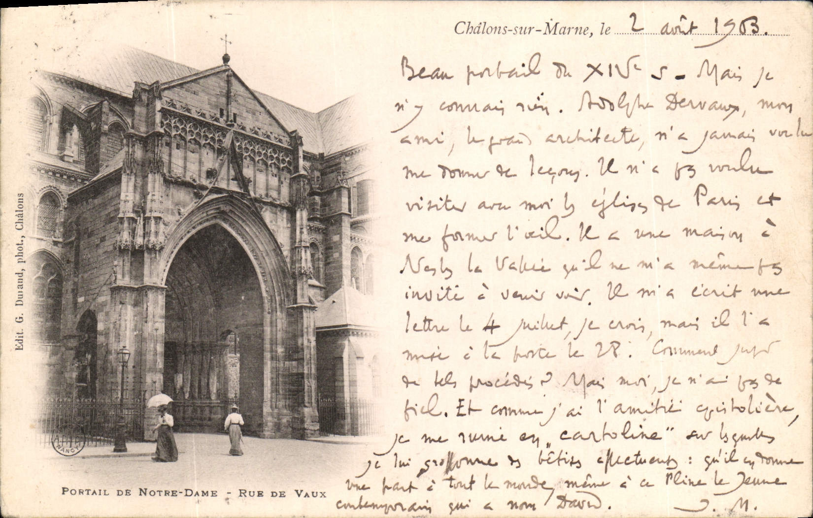 VINTAGE POSTCARD Chalons On the Marne the Gate Of Notre Dame Rue Of Be worth