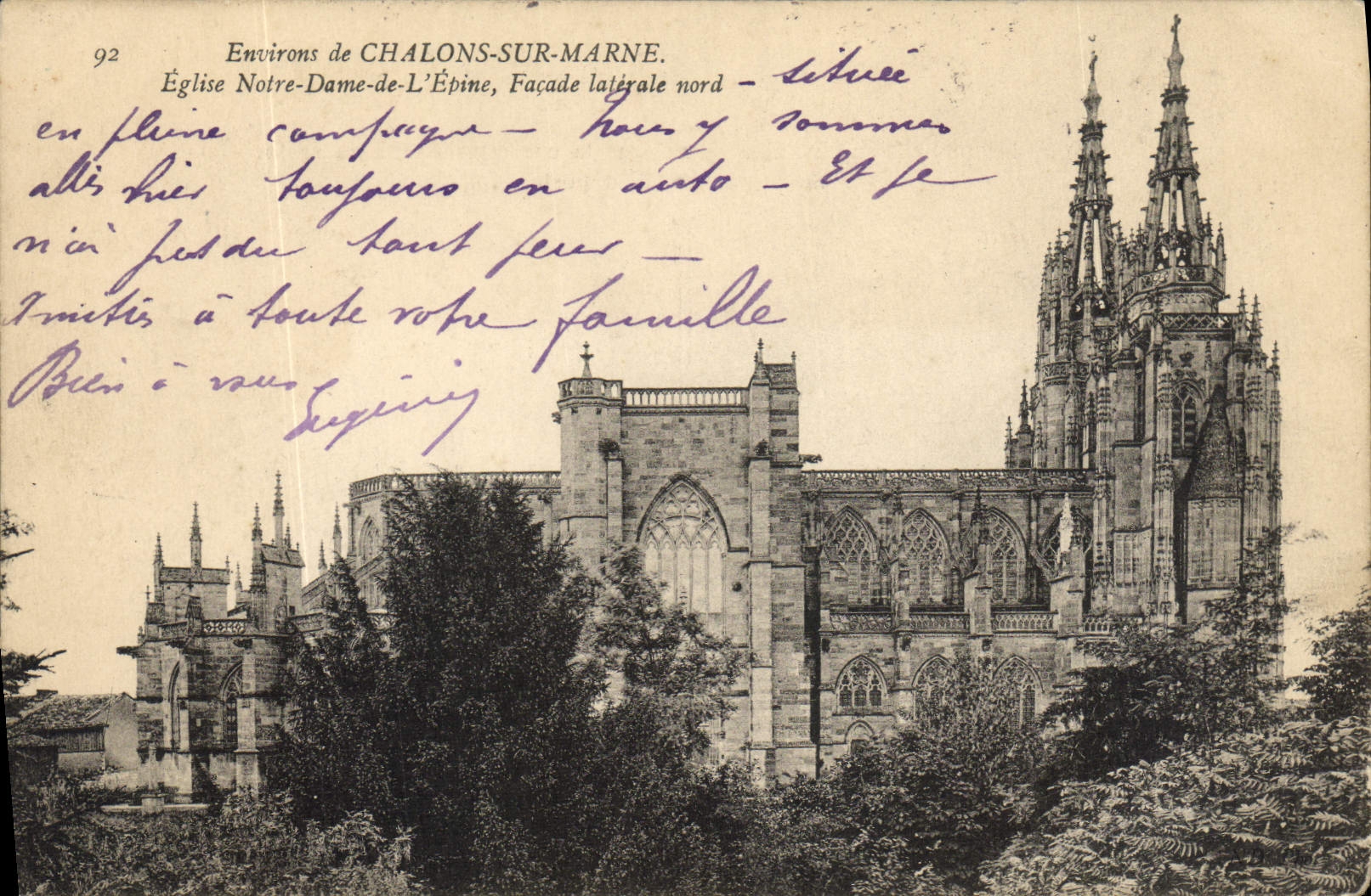 VINTAGE POSTCARD Surroundings Of Trawl-nets On the Marne Notre Dame Church Of the Northern Spine Side wall