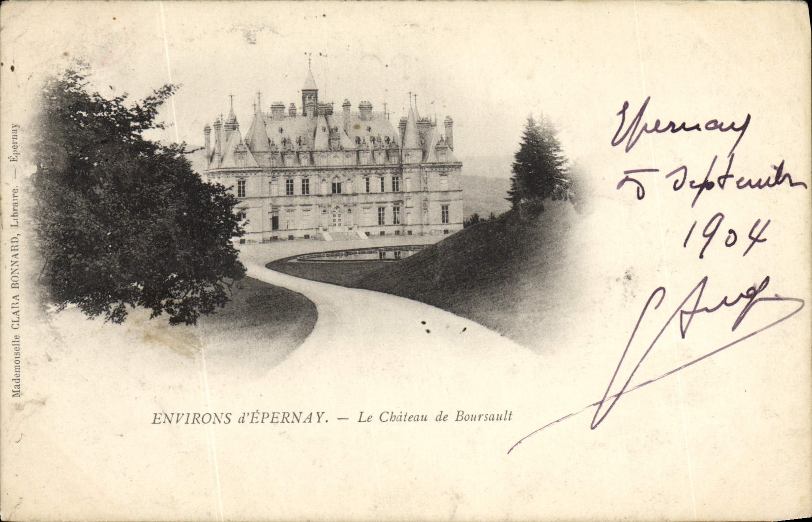 VINTAGE POSTCARD Surroundings D' Epernay the Castle De Boursault