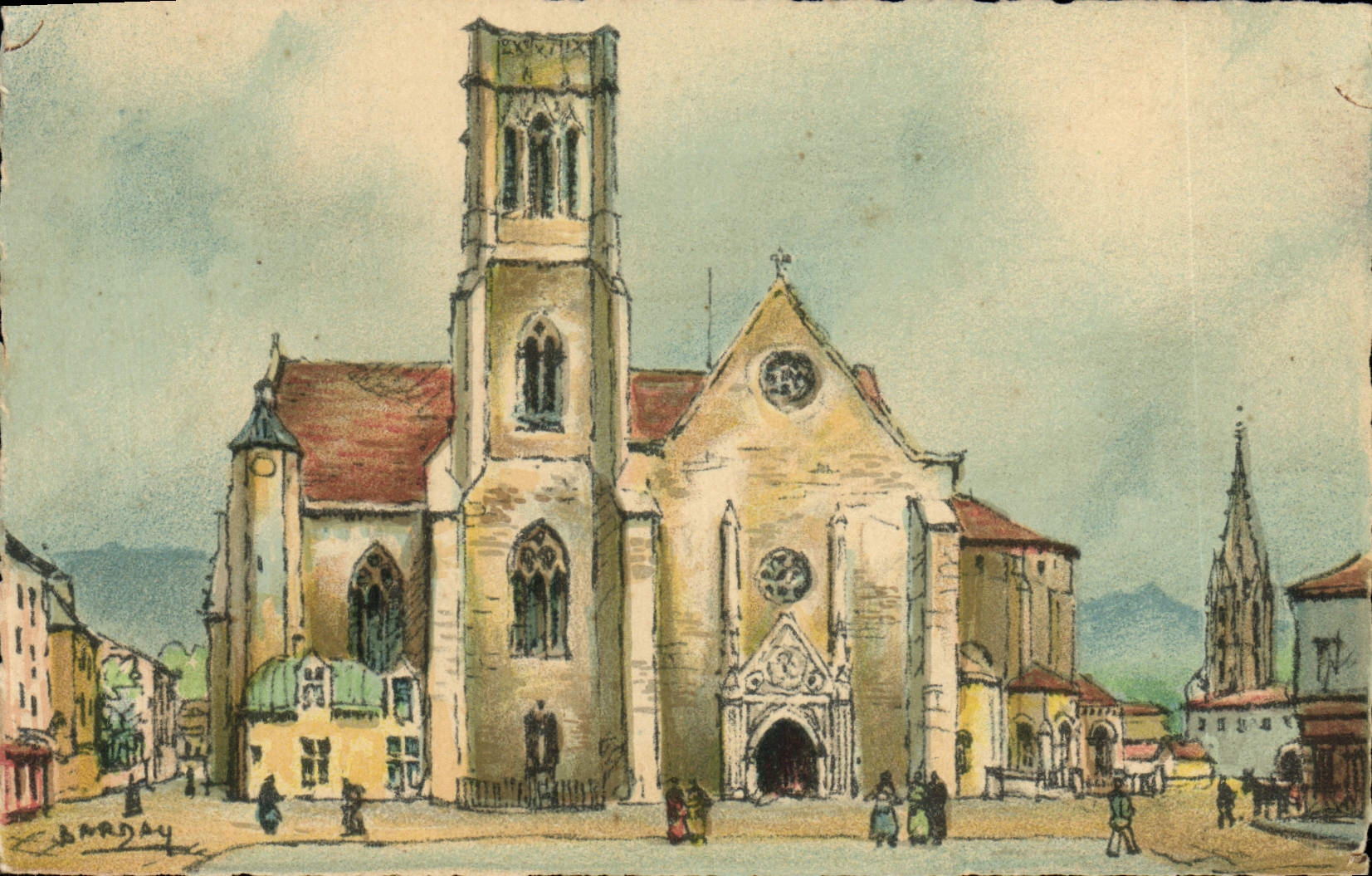 VINTAGE POSTCARD Agen the Cathedral