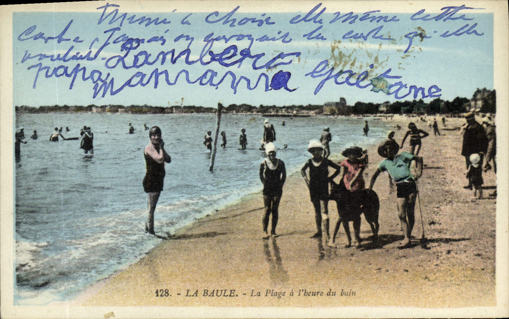 VINTAGE POSTCARD La Baule the Beach Per Hour Of the Bath