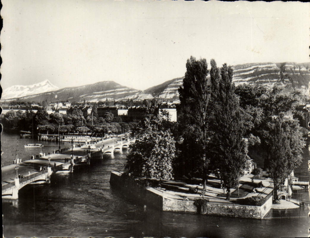 MODERN CARD Geneva Island Rousseau And Mont Blanc