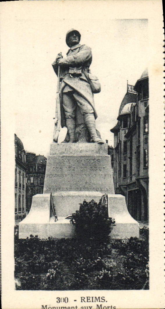 CPM Reims Monument Aux Morts Militaria