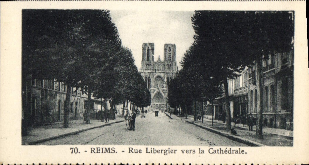 MODERN CARD Rheims Street Libergier Towards the Cathedral
