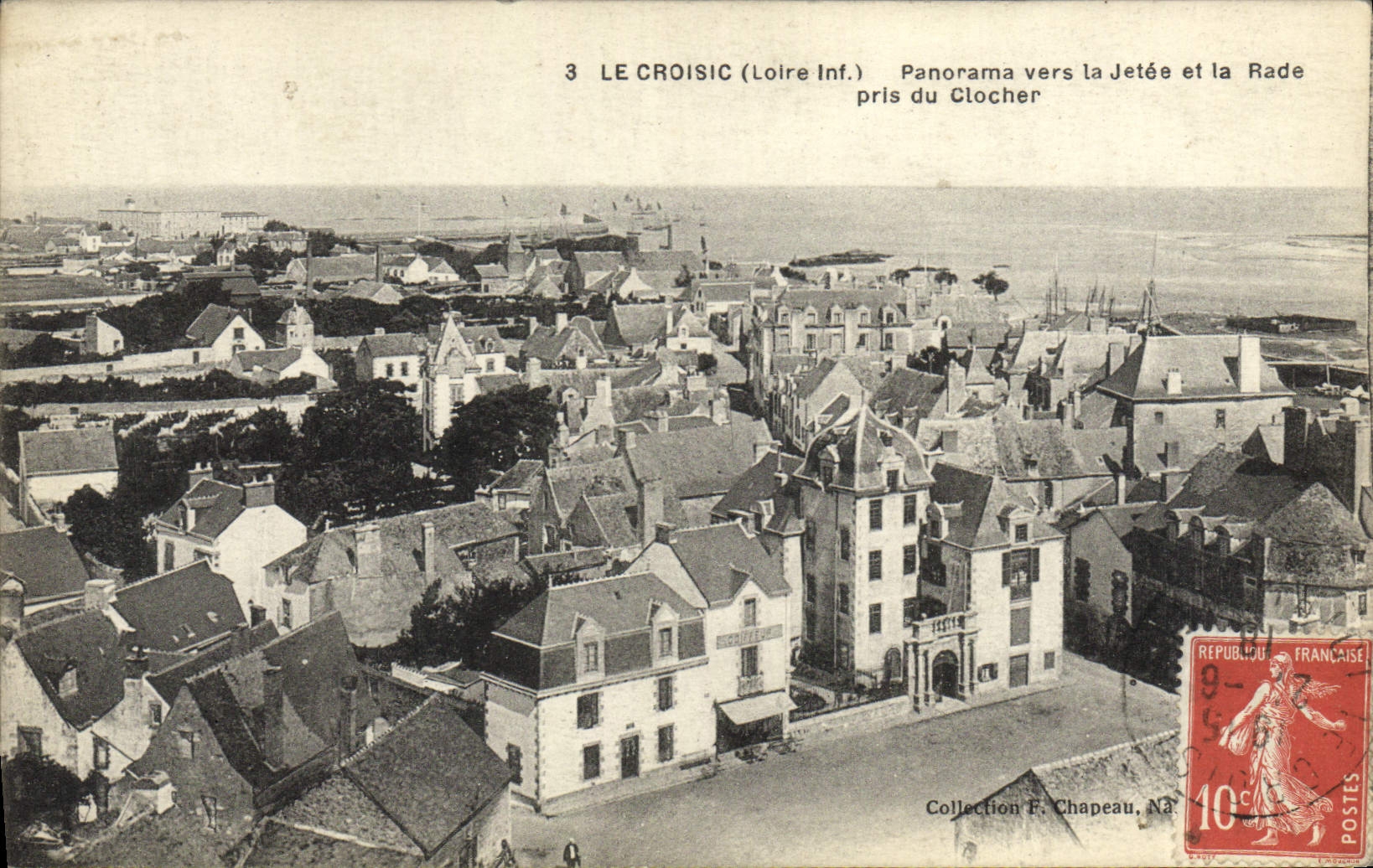 VINTAGE POSTCARD Croisic Panorama Towards the Pier And the Roads Taken Of the Bell-tower
