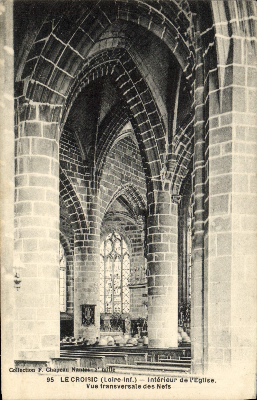 VINTAGE POSTCARD Interior Croisic Of the Church Seen Transverse Of the Naves