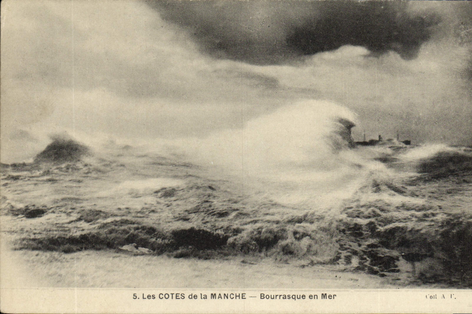 VINTAGE POSTCARD Dimensions Of the English Channel Gust of wind At sea