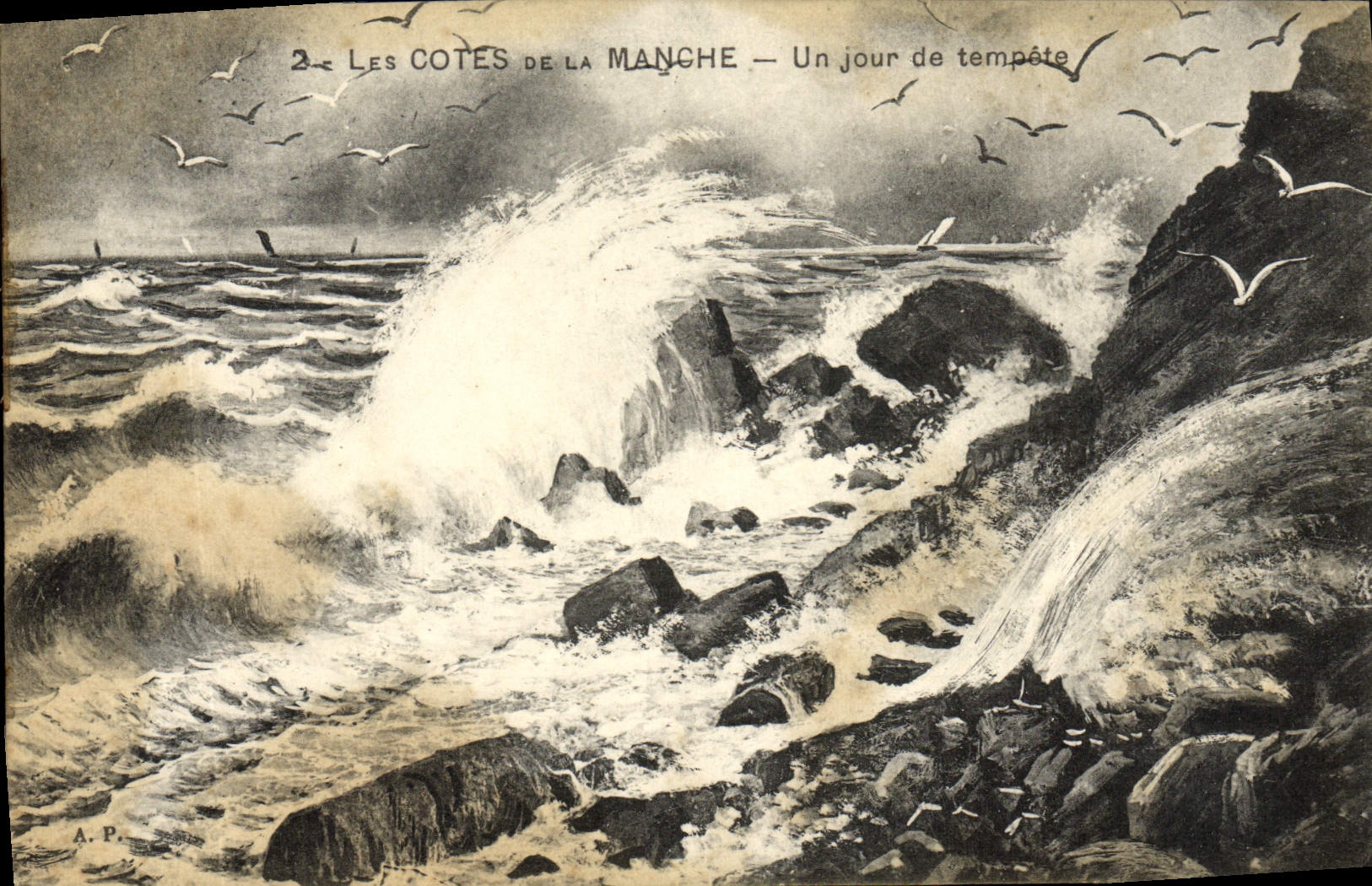 CPA Les Cotes De La Manche Un Jour De Tempete