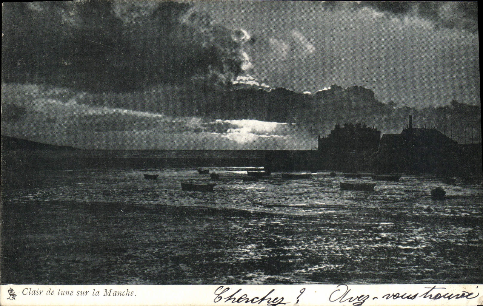 VINTAGE POSTCARD Moonlight On the English Channel