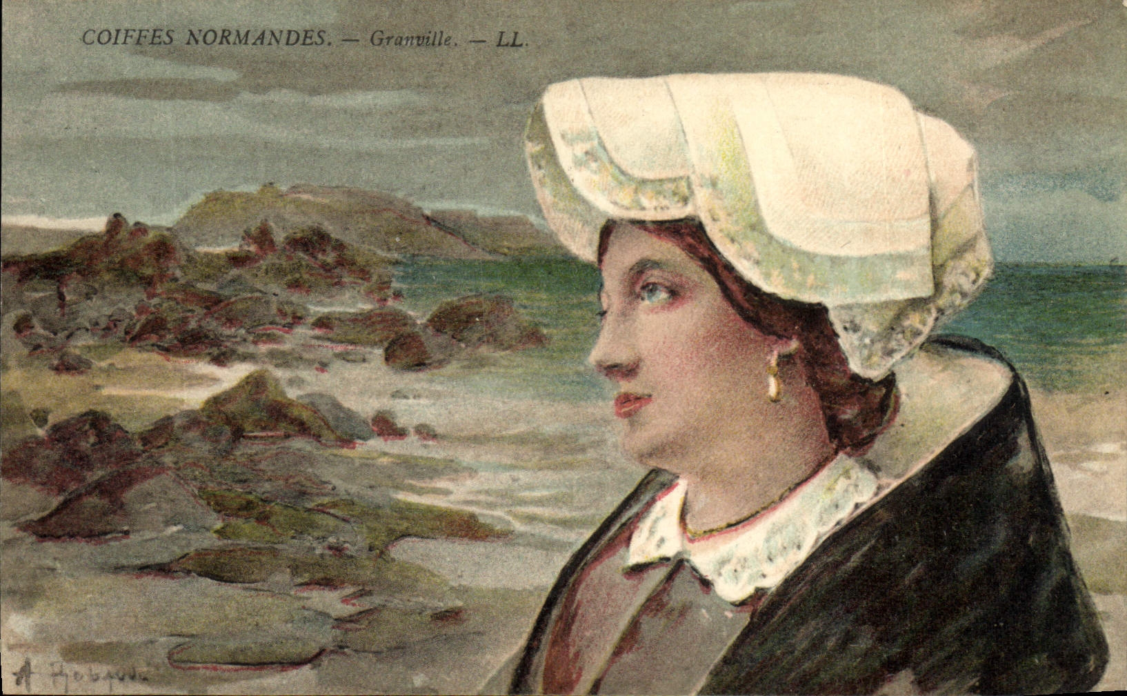 La POSTAL de la VENDIMIA capsula el traje del folklore de Granville de los normandos