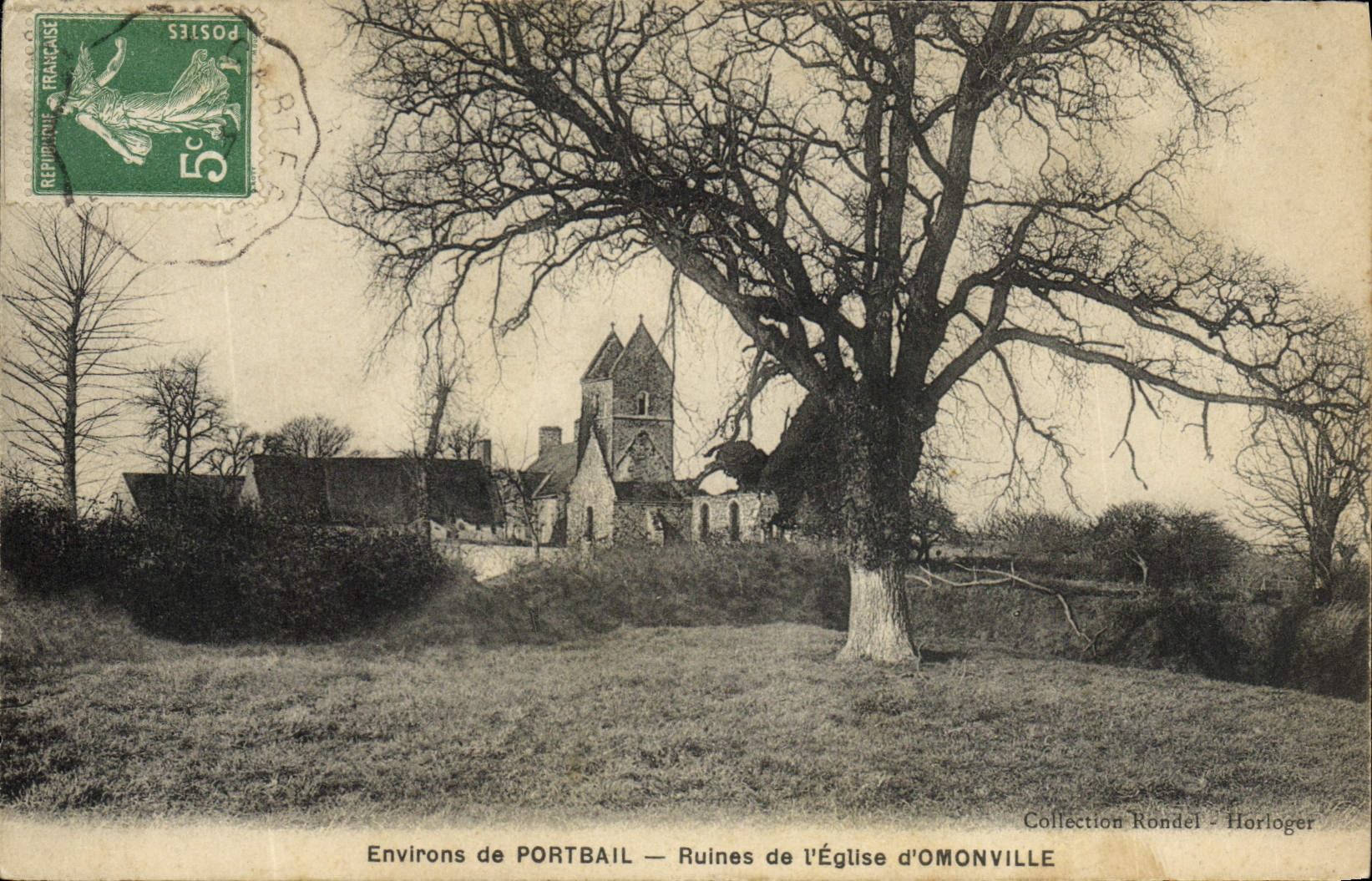 VINTAGE POSTCARD Surroundings De Portbail Ruins Of the Church D' Omonville