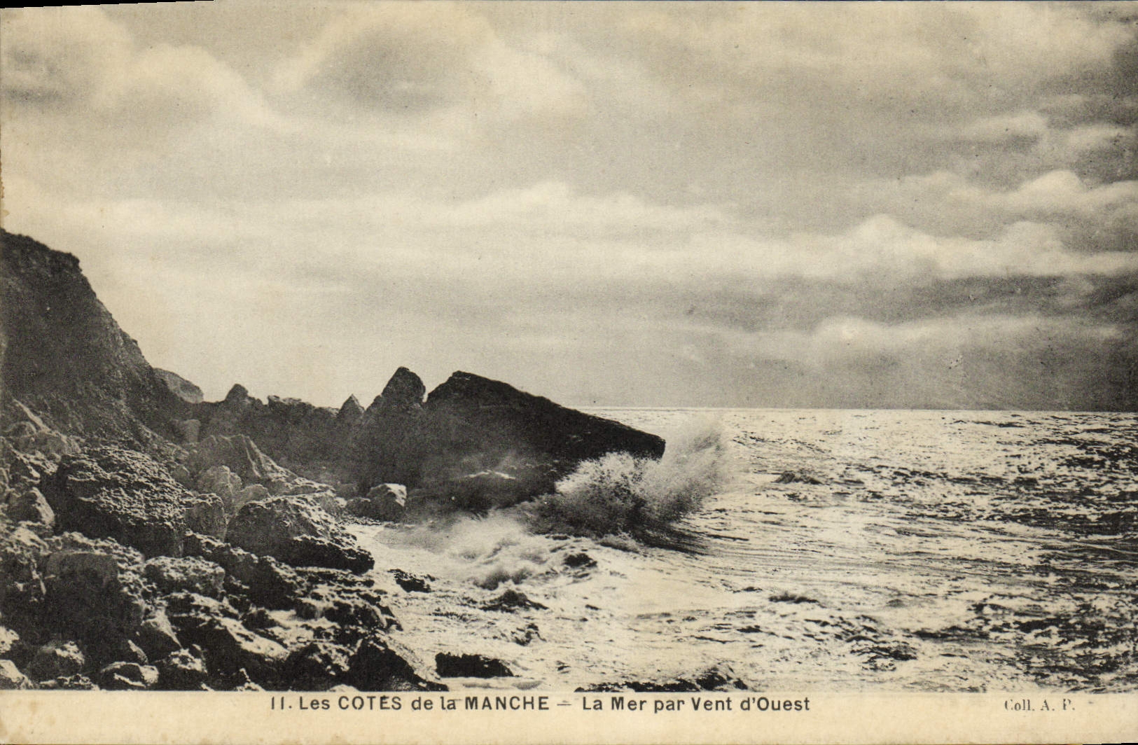 VINTAGE POSTCARD Dimensions of the English Channel Sea By Wind Of West