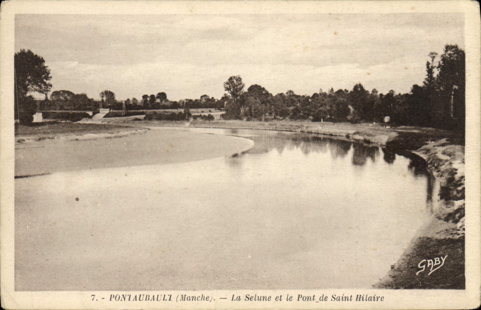 VINTAGE POSTCARD Pontaubault Selune and the Bridge of Hilaire Saint