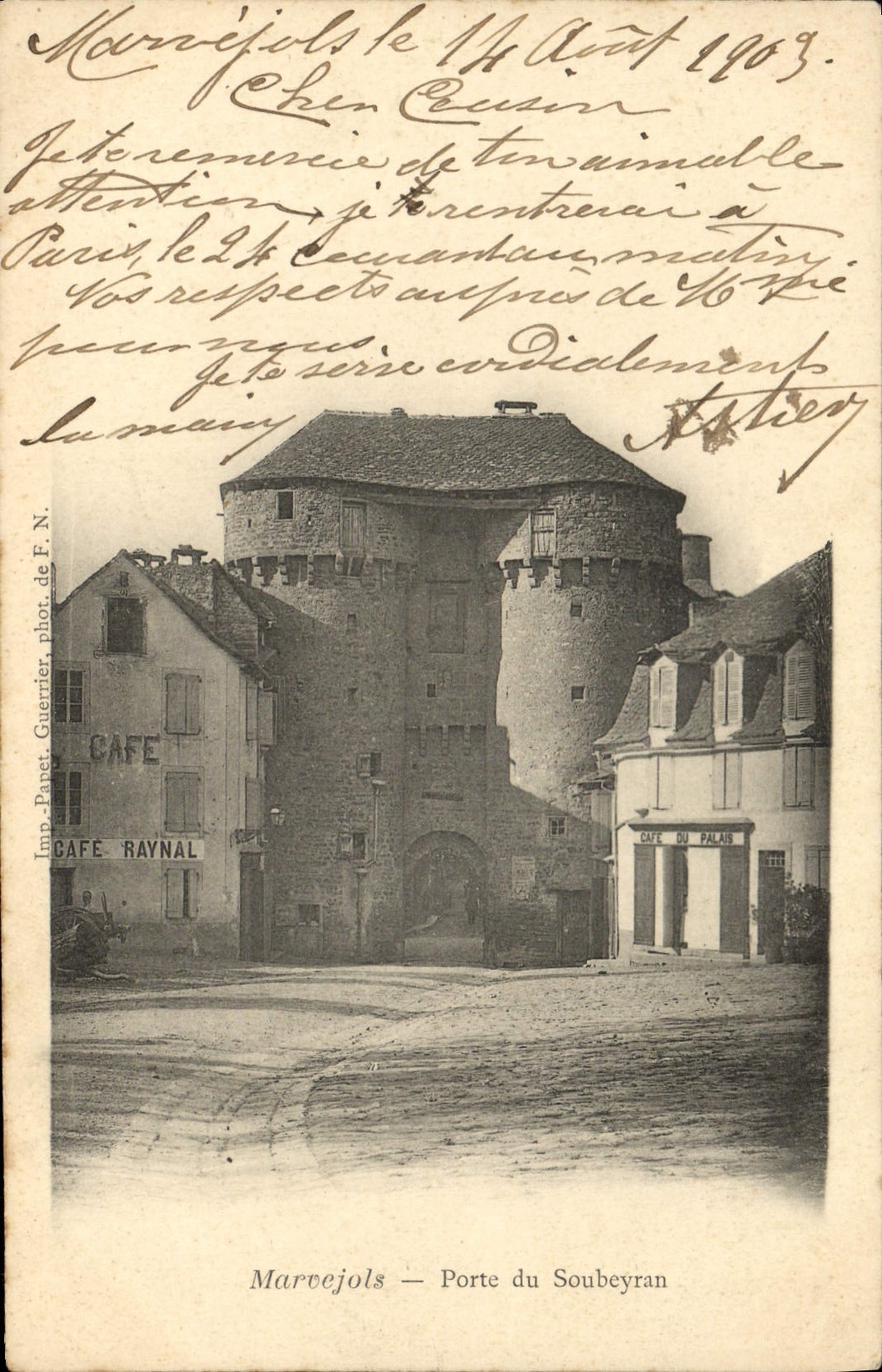 VINTAGE POSTCARD Marvejols Carries of Soubeyran