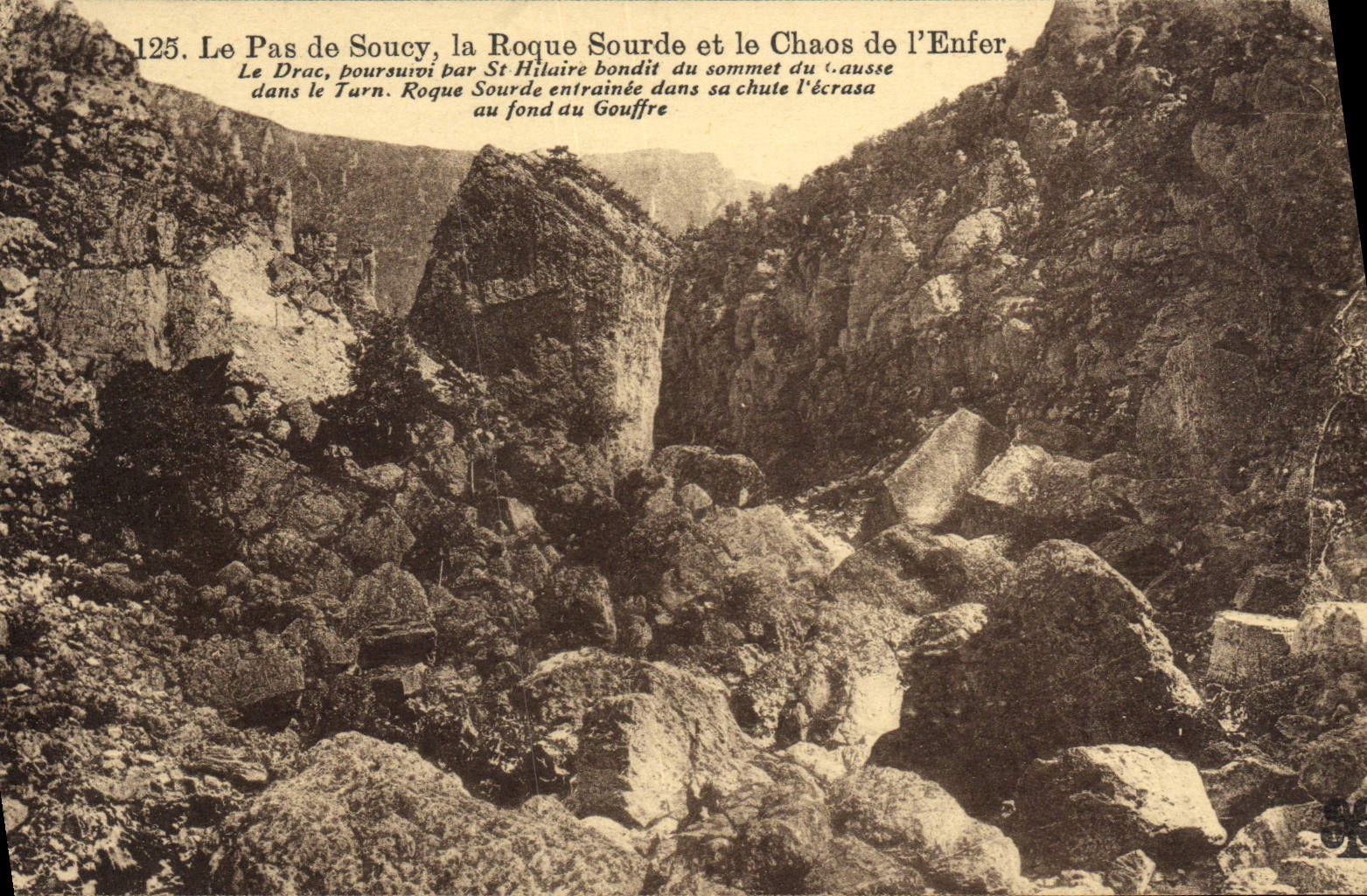 VINTAGE POSTCARD the step of Soucy Castling Deaf person and the chaos of the hell