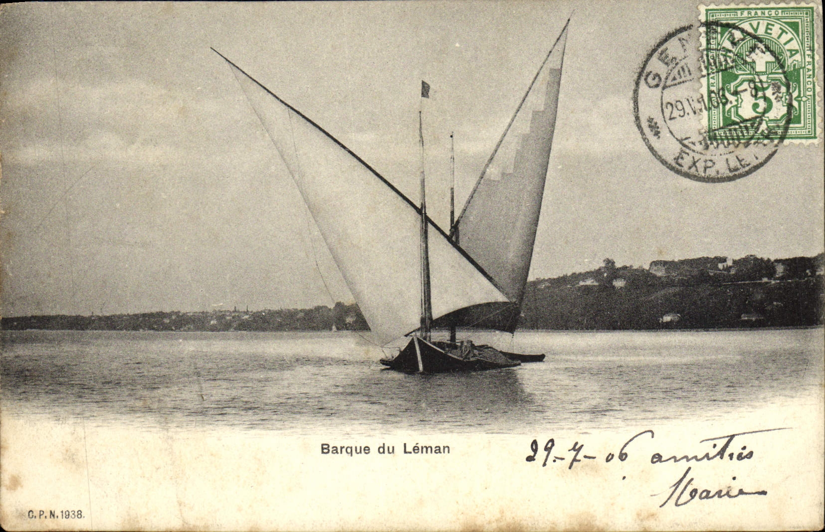 CPA Barque du Leman Bateau