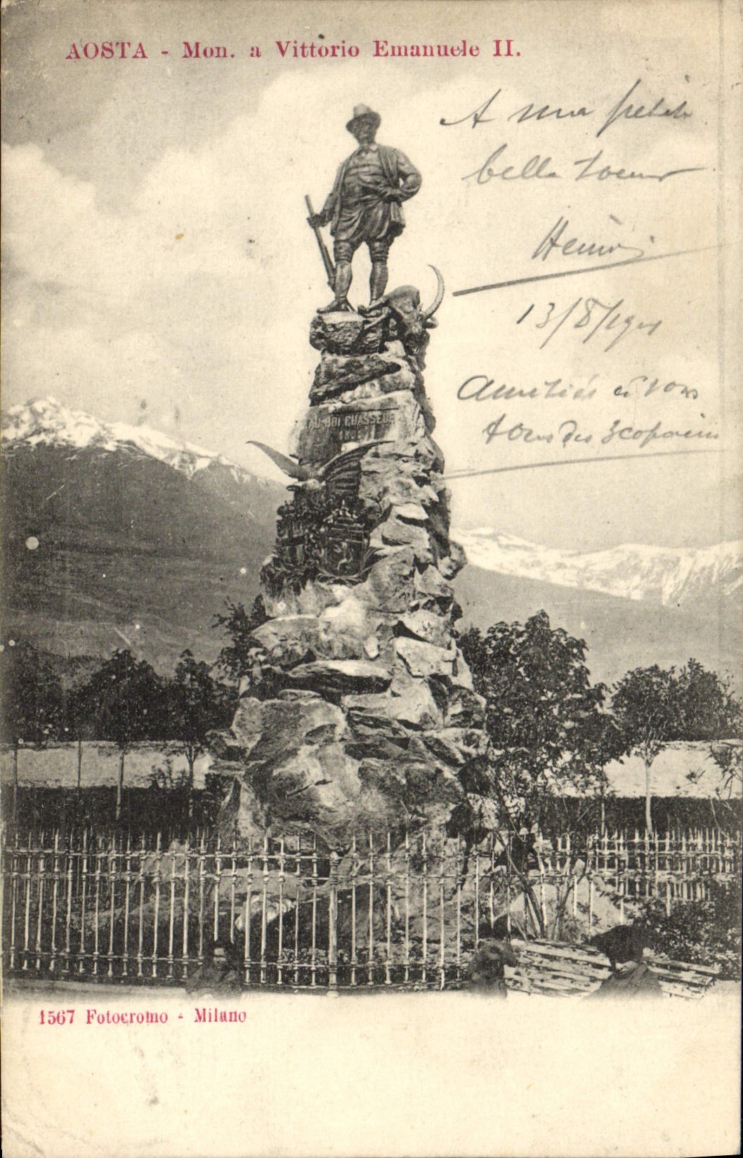 VINTAGE POSTCARD Aosta My has Vittorio Emanuel II