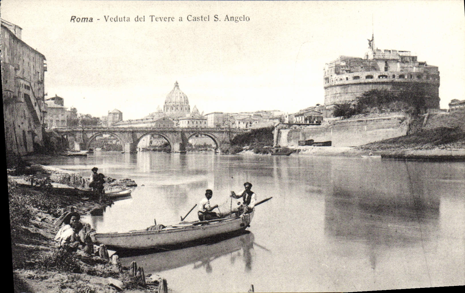 CPA Roma Veduta del Tevere a Castel S Angelo Pecheurs Peche