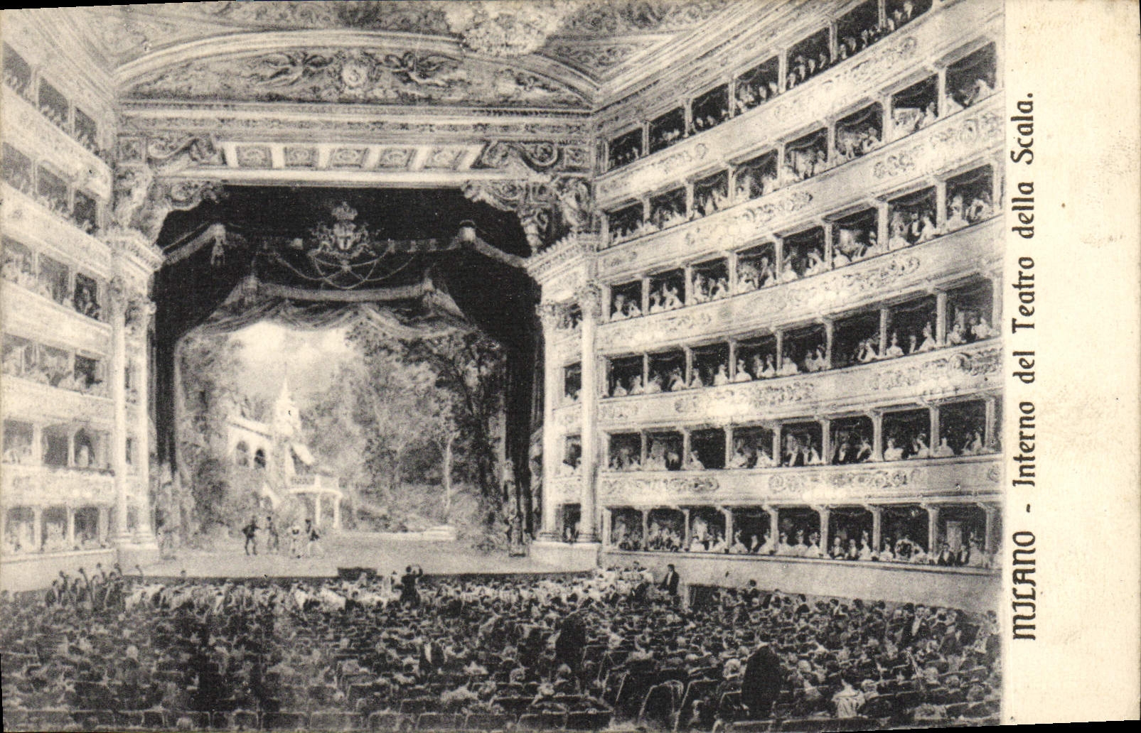 VINTAGE POSTCARD MIlano Interno del Teatro Della Scala