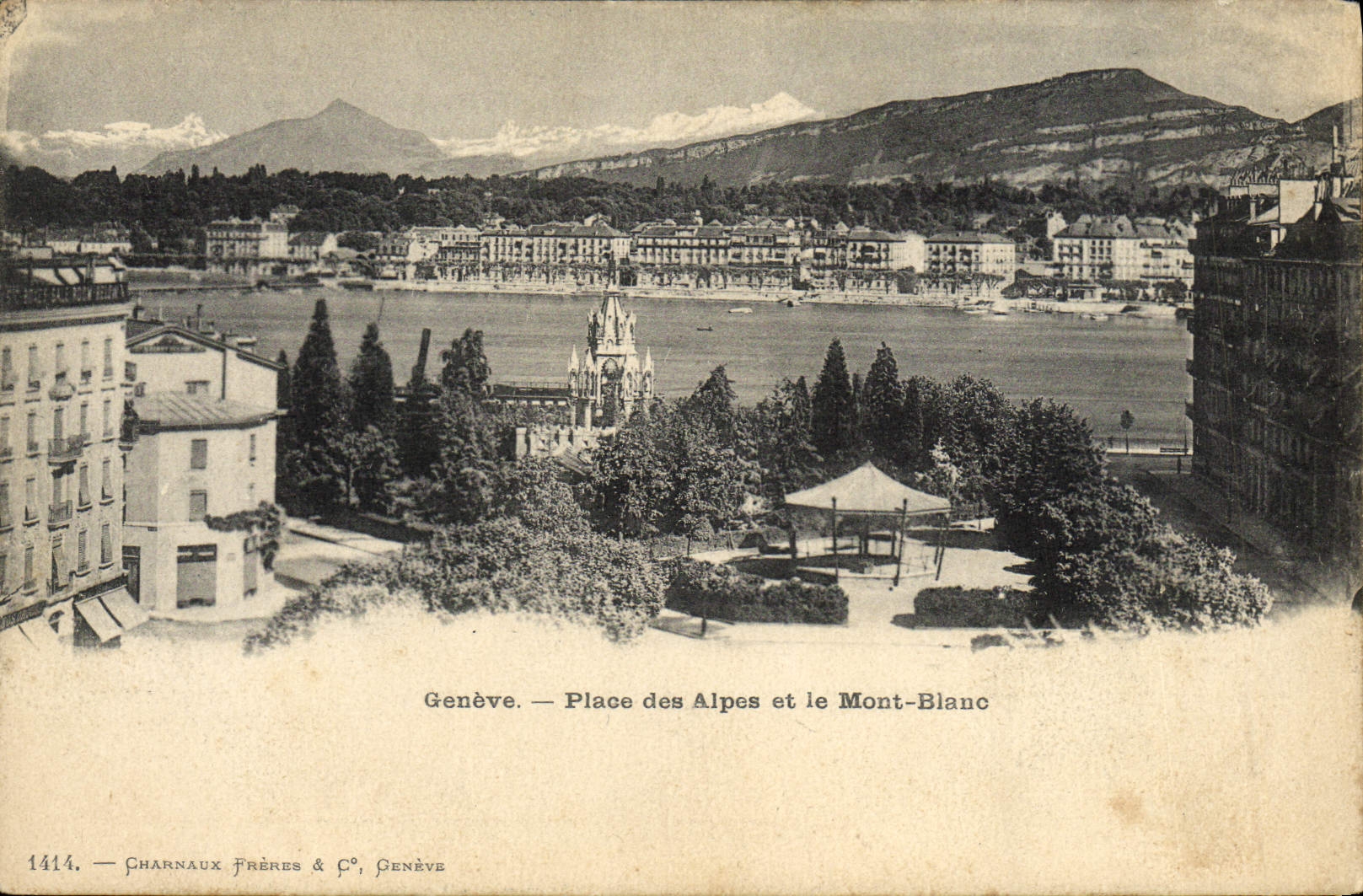 CPA Geneve Place des Alpes et le Mont Blanc