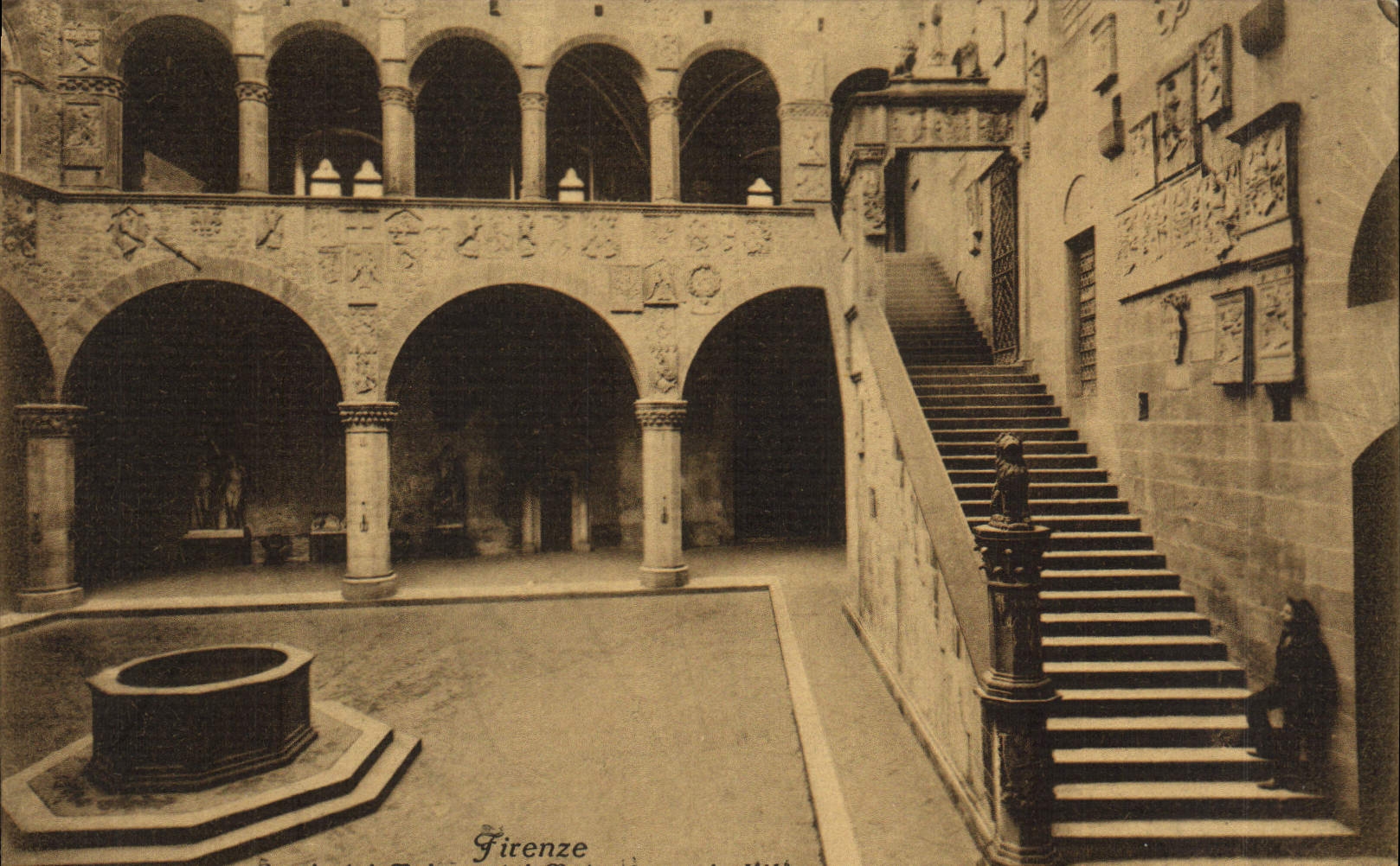 Del Podesta de Firenze Cortile del Palazzo de la POSTAL de la VENDIMIA