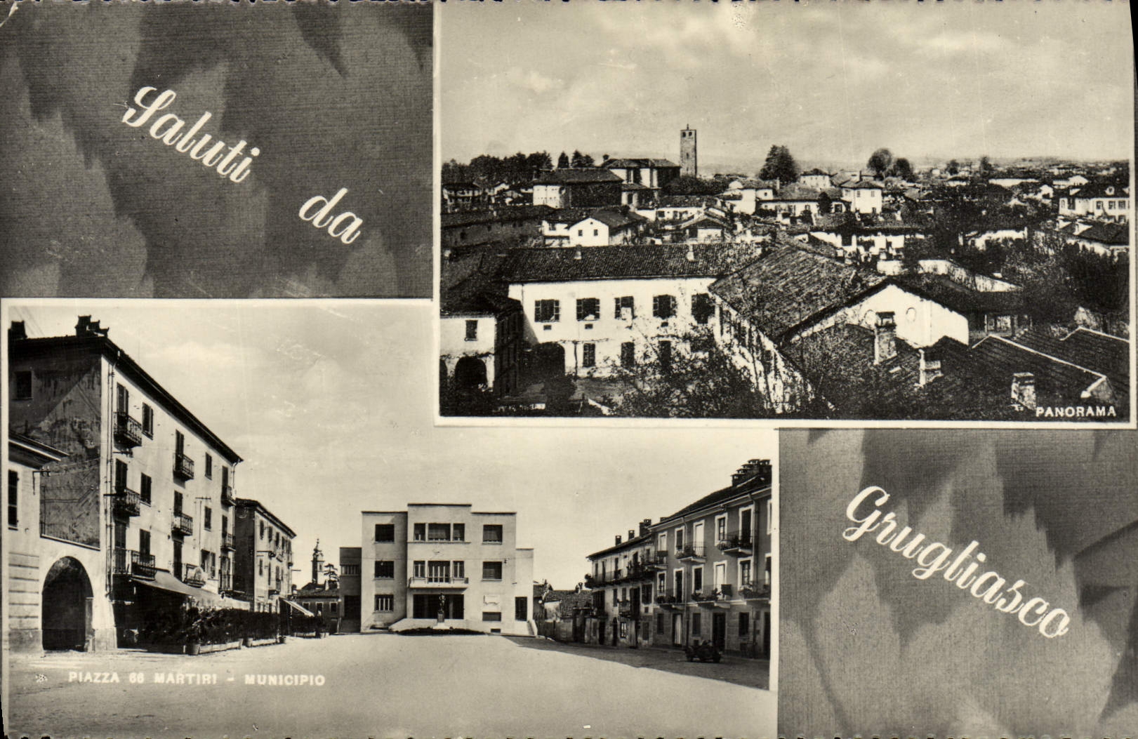VINTAGE POSTCARD Saluti Da Grugliasco Piazza