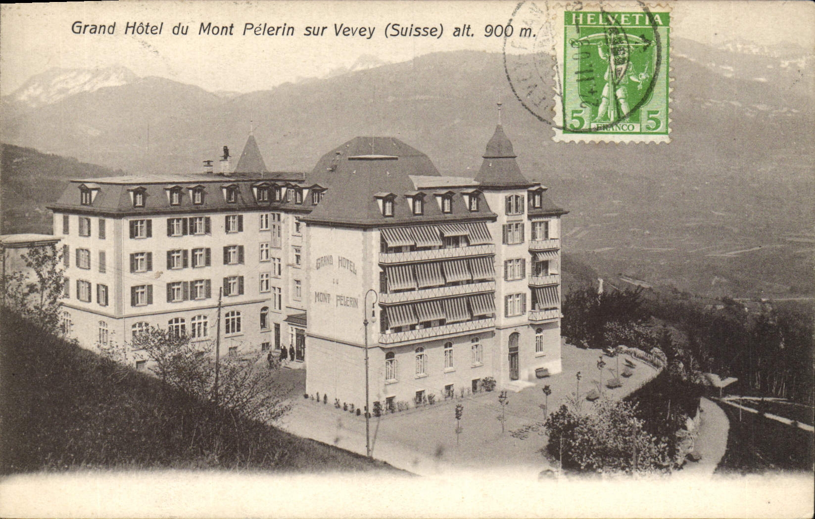 VINTAGE POSTCARD Large Hotel Of the Mount Pilgrim On Vevey