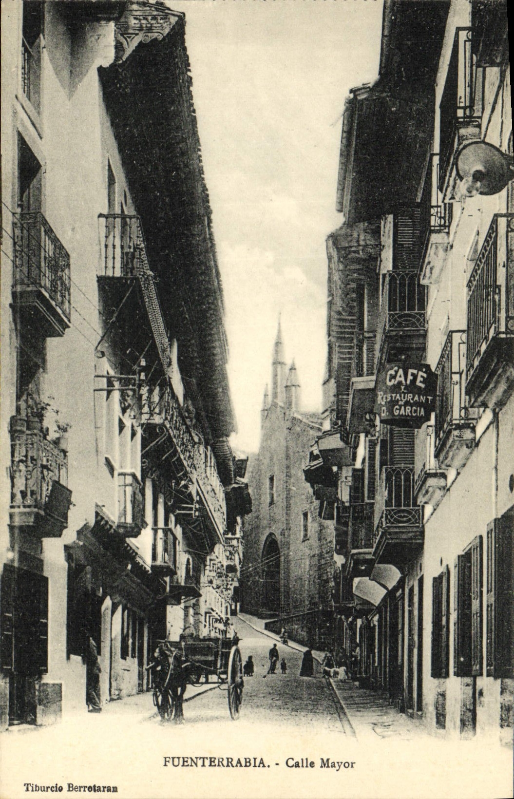 CPA Fuenterrabia Calle Mayor Cafe Restaurant Garcia 