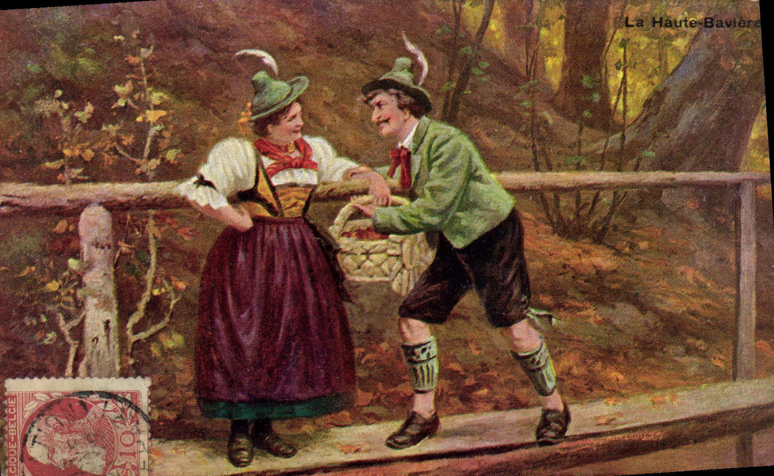 VINTAGE POSTCARD High Bavaria Folklore Costume