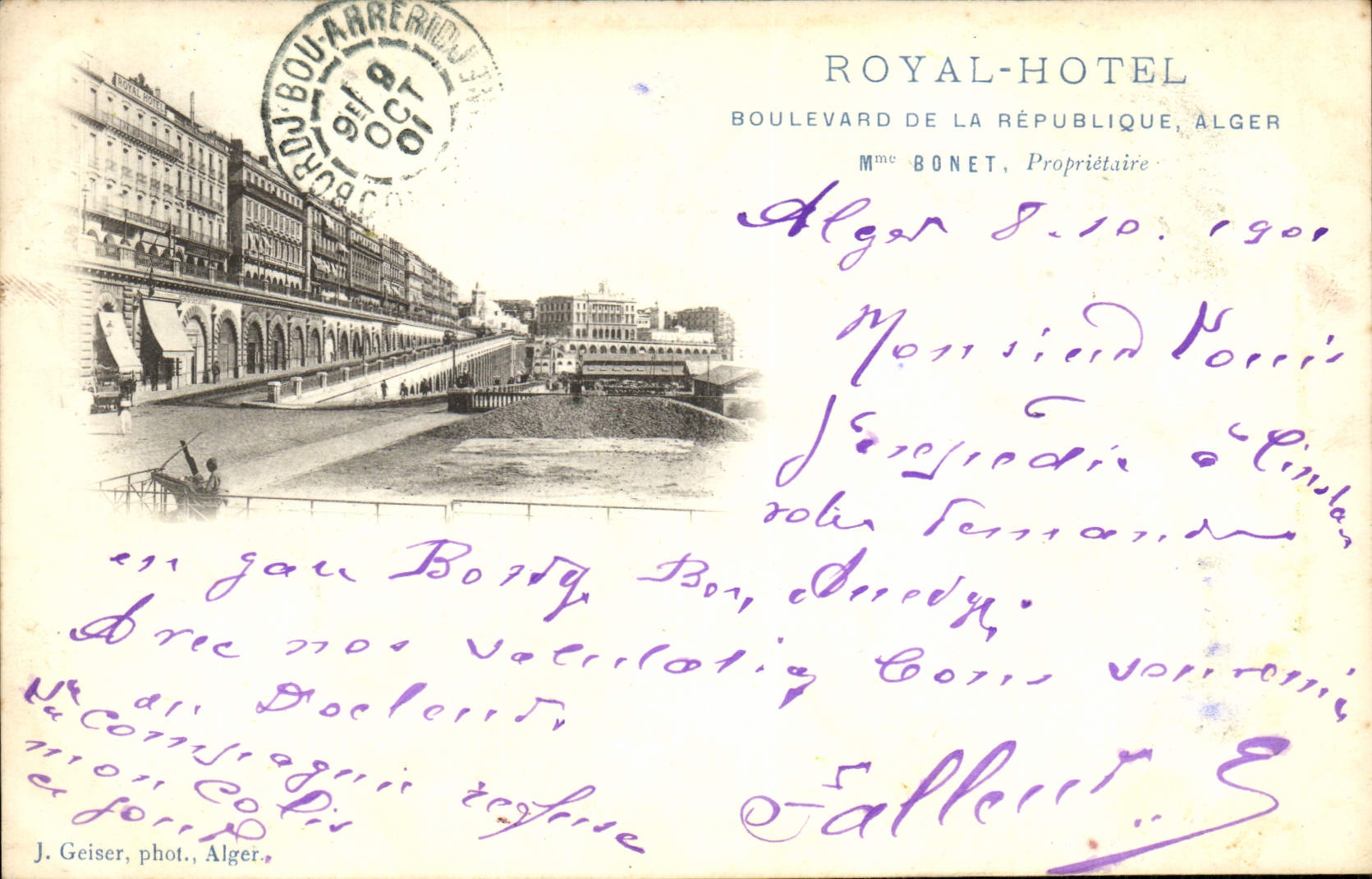 Bulevar real del hotel de la POSTAL de la VENDIMIA de la señora Bonet Owner de Argel de la república