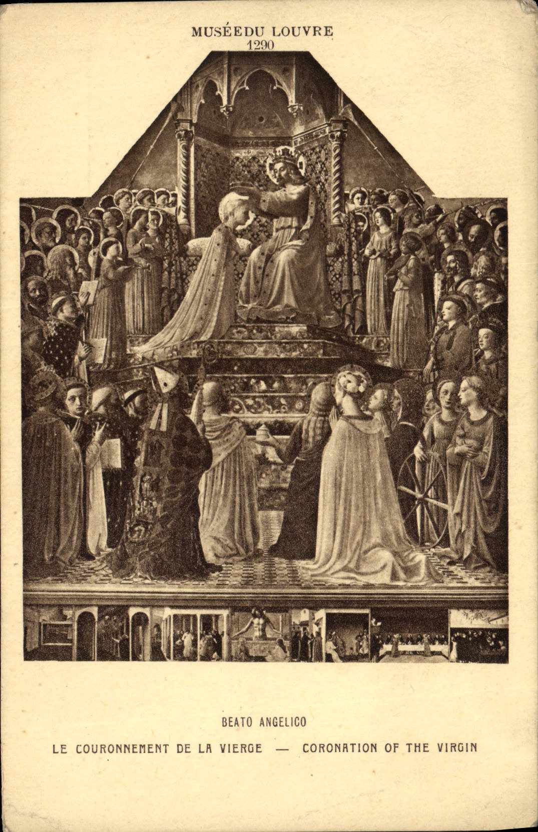 VINTAGE POSTCARD Museum Of Louvre the crowning of the virgin
