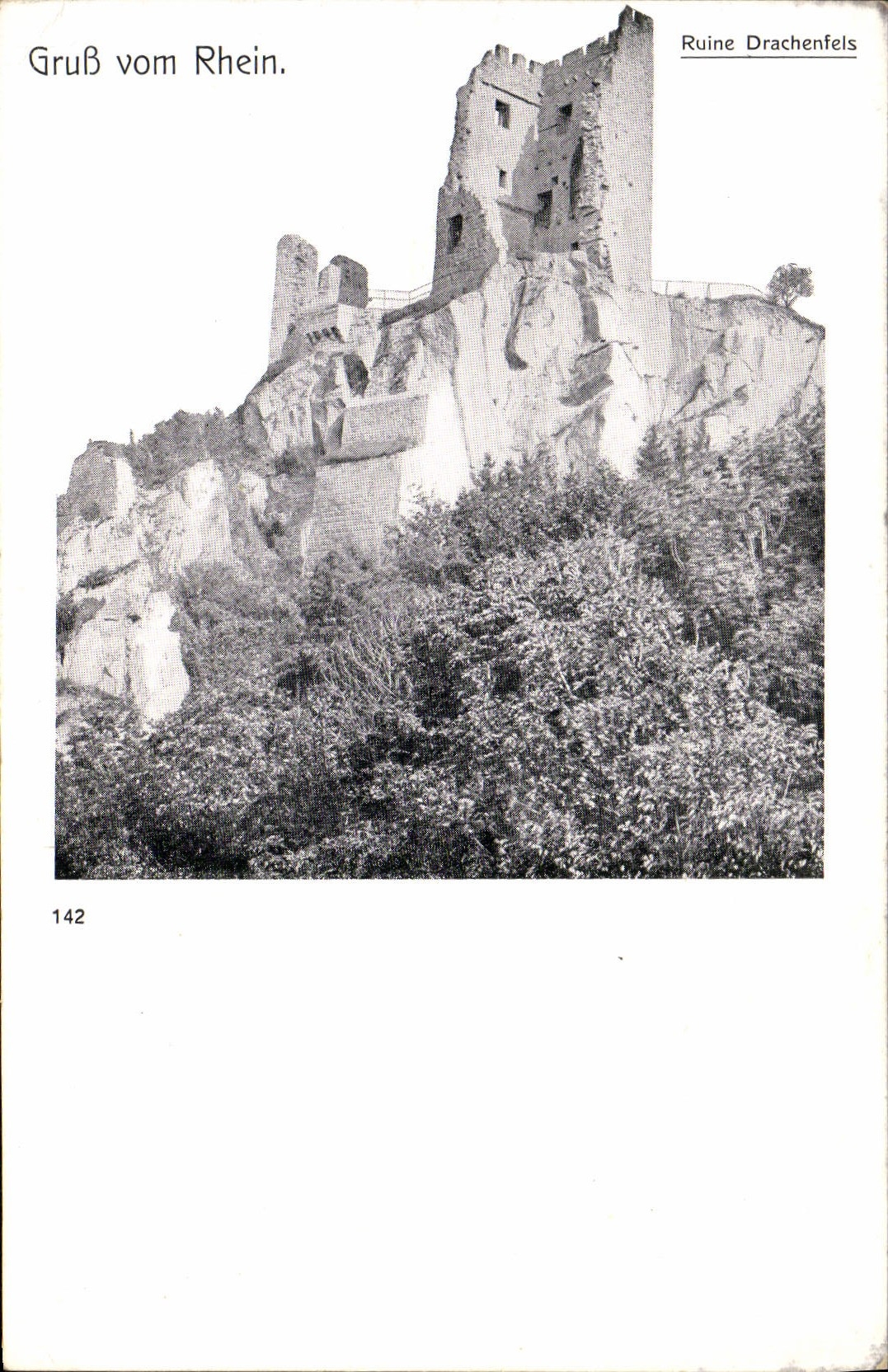 VINTAGE POSTCARD Grub Vom Rhein Ruins Drachenfels