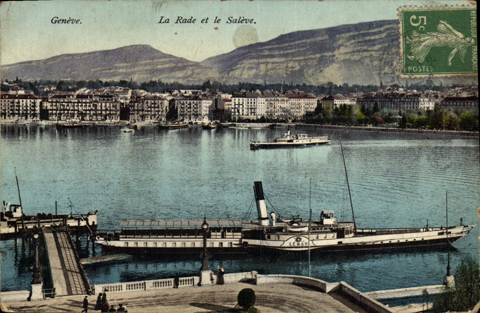VINTAGE POSTCARD Geneva Roads And Saleve Boat