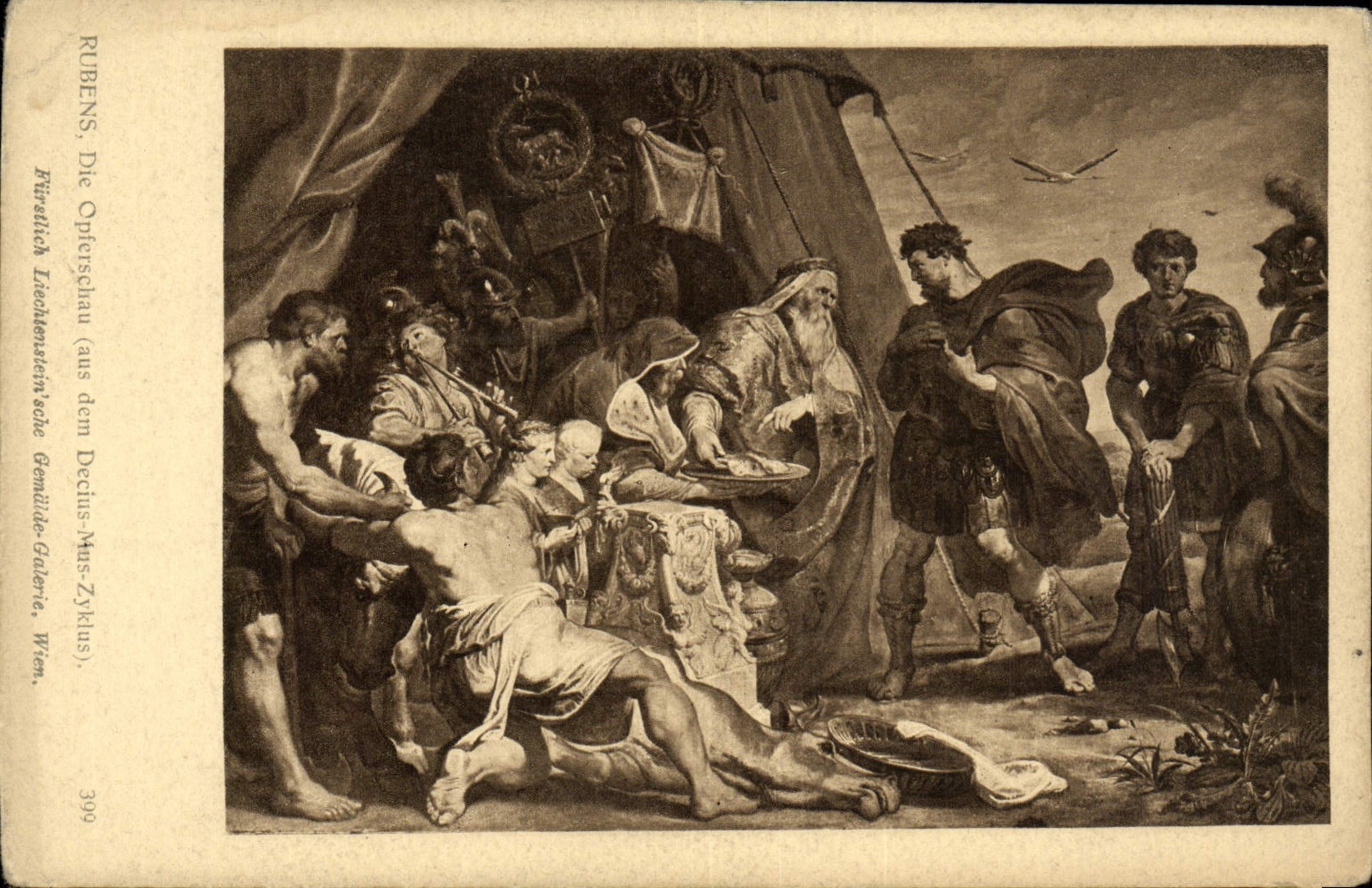 VINTAGE POSTCARD Rubens Die Opferschau