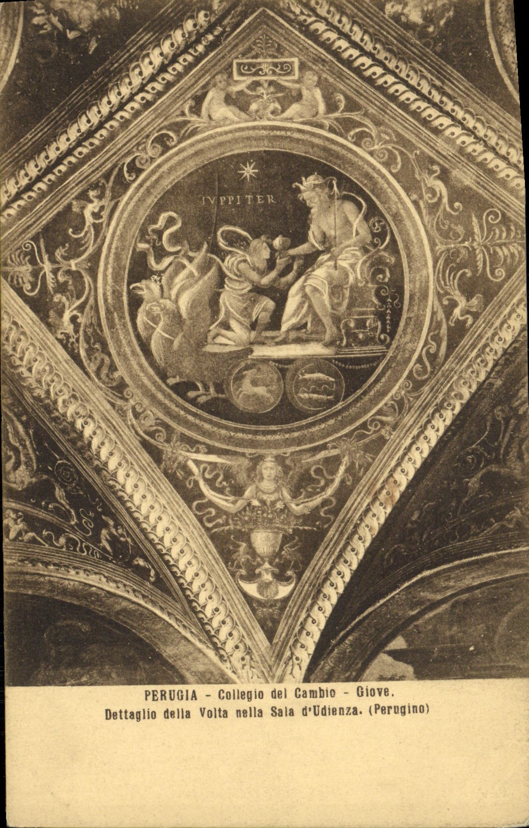 VINTAGE POSTCARD Perugia Collegio Del Cambio Giove Dettaglio beyond Volta Salted of Udienza