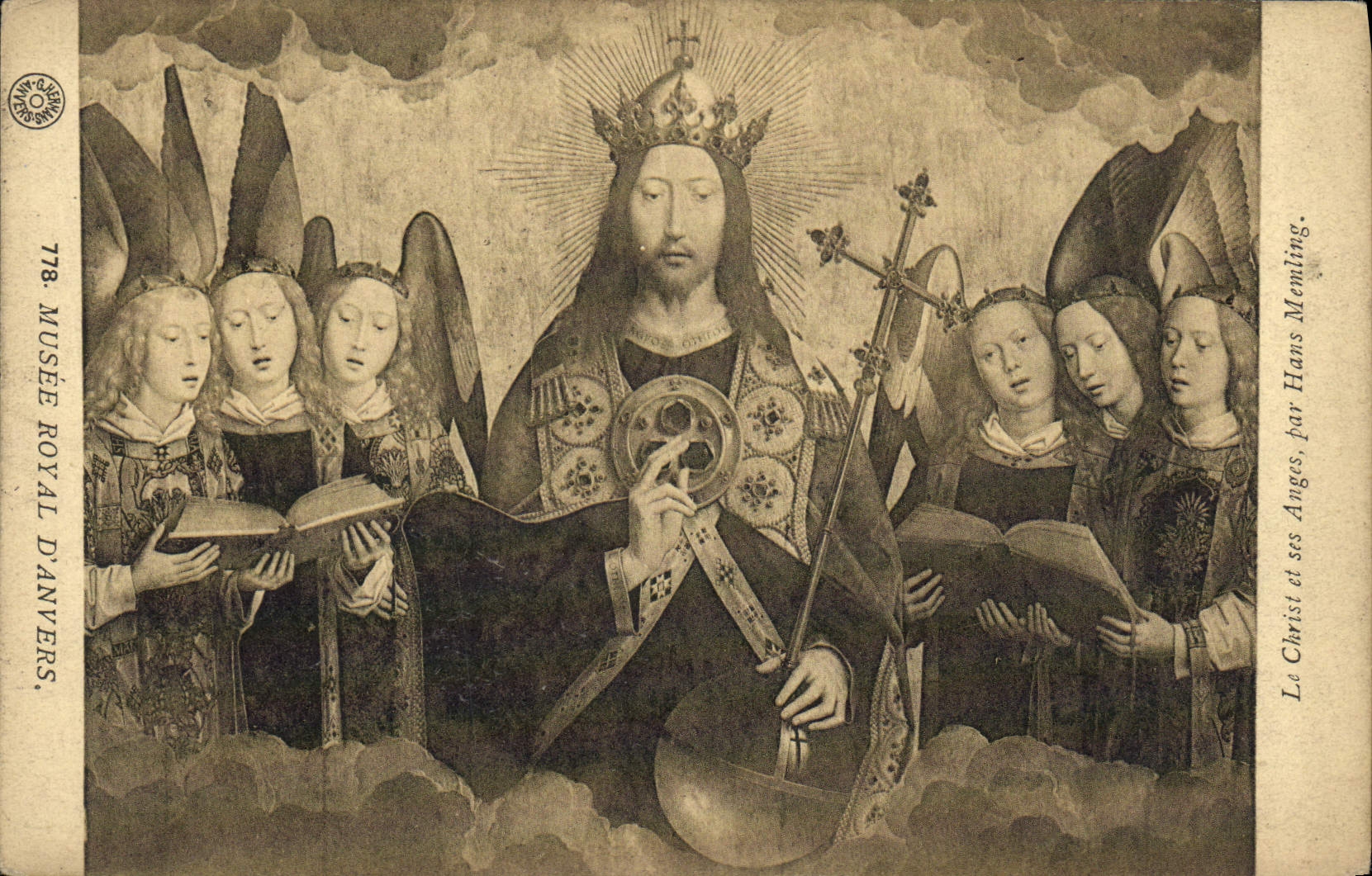 VINTAGE POSTCARD Christ And Her Angels By Hans Memling Royal Museum of Antwerp