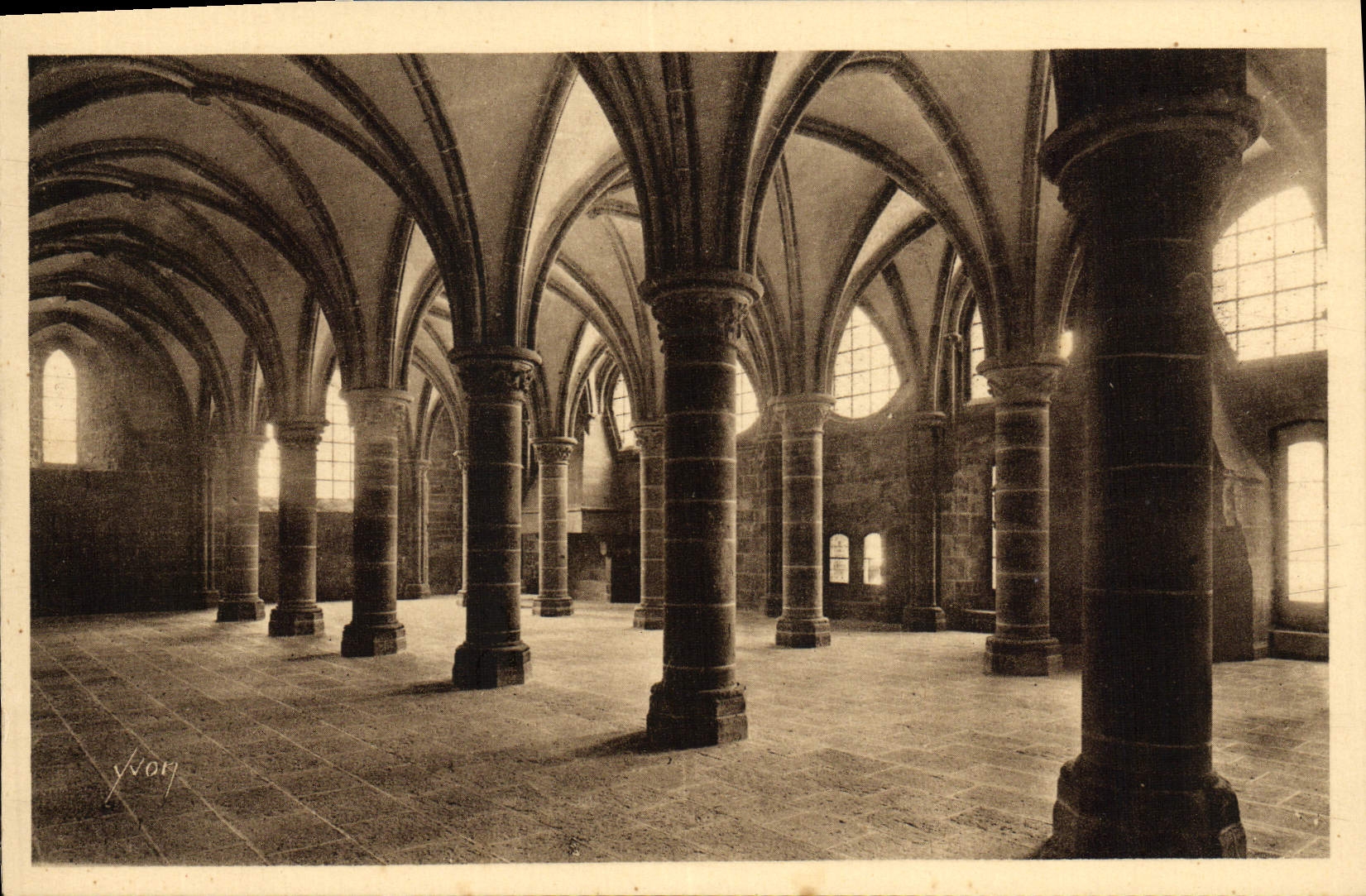 VINTAGE POSTCARD Soft France the Mount St Michel Room Abbey Of the Knights