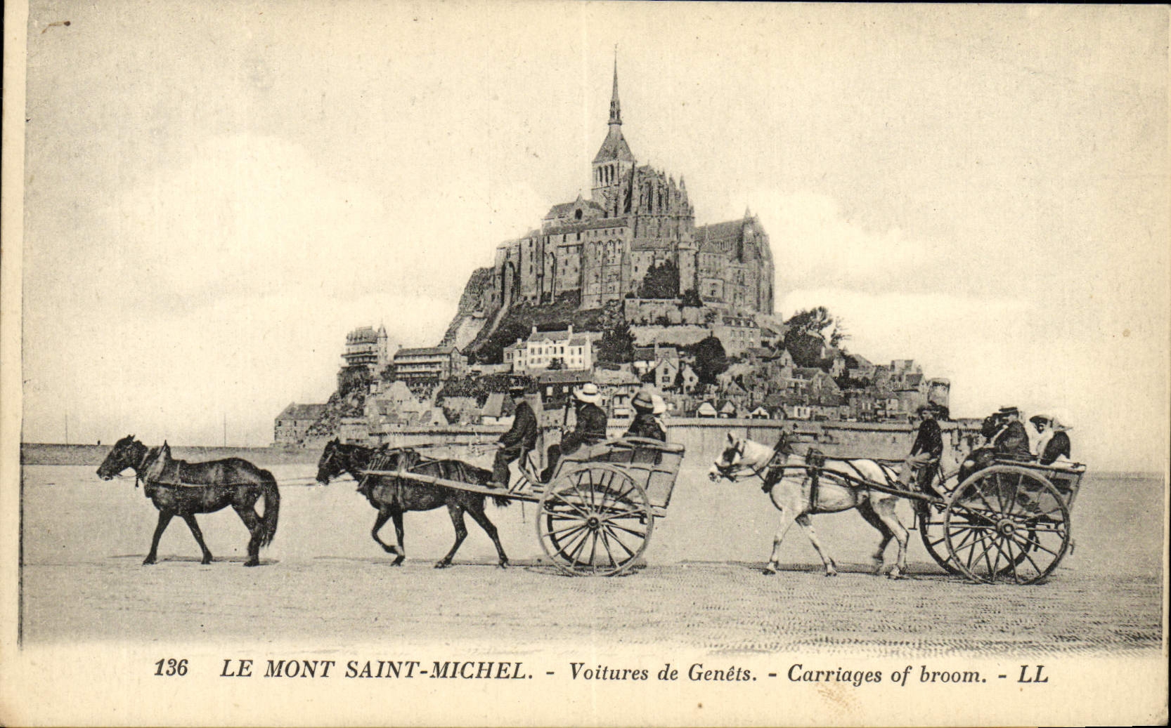 CPA Le Mont Saint Michel Voitures De Genets 