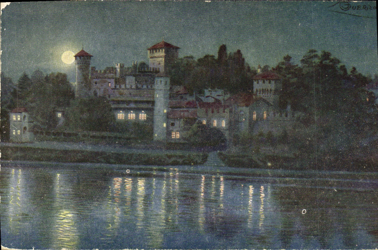 CPA Torino Castello Medioevale Sul Po