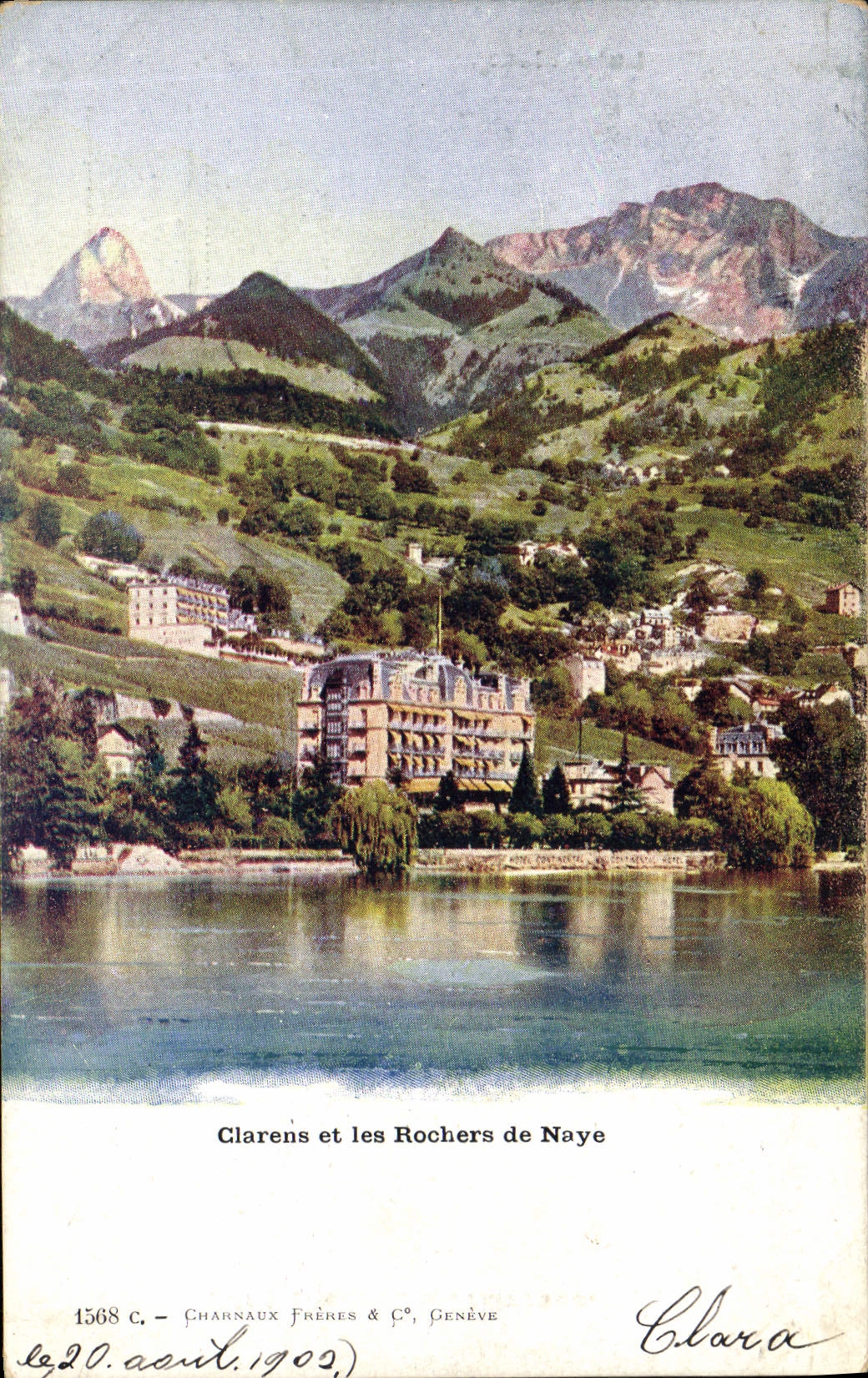 VINTAGE POSTCARD Clarens And the Rocks De Naye