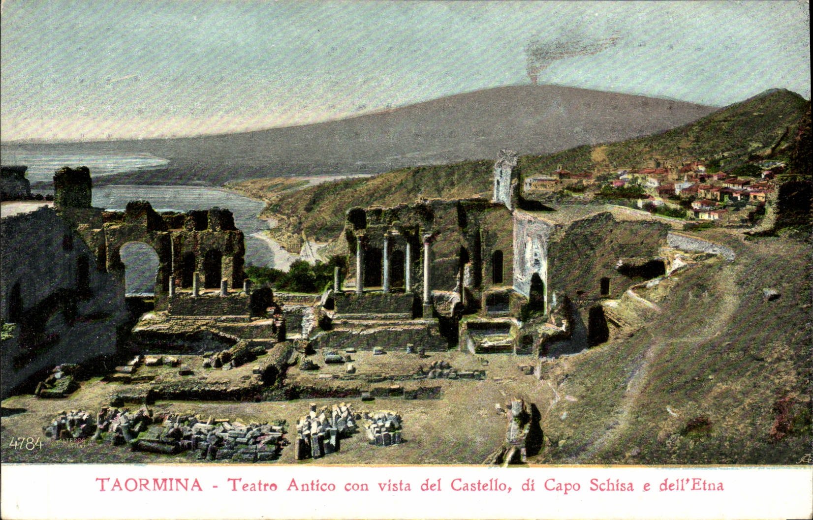 CPA Taormina Teatro Antico Con Vista Del Castello Di Capo Schisa E Dell'etna
