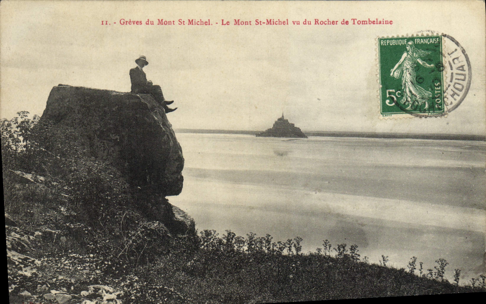 VINTAGE POSTCARD Strikes Of Mont Saint Michel the Mount St Michel Seen Of the Rock De Tombelaine