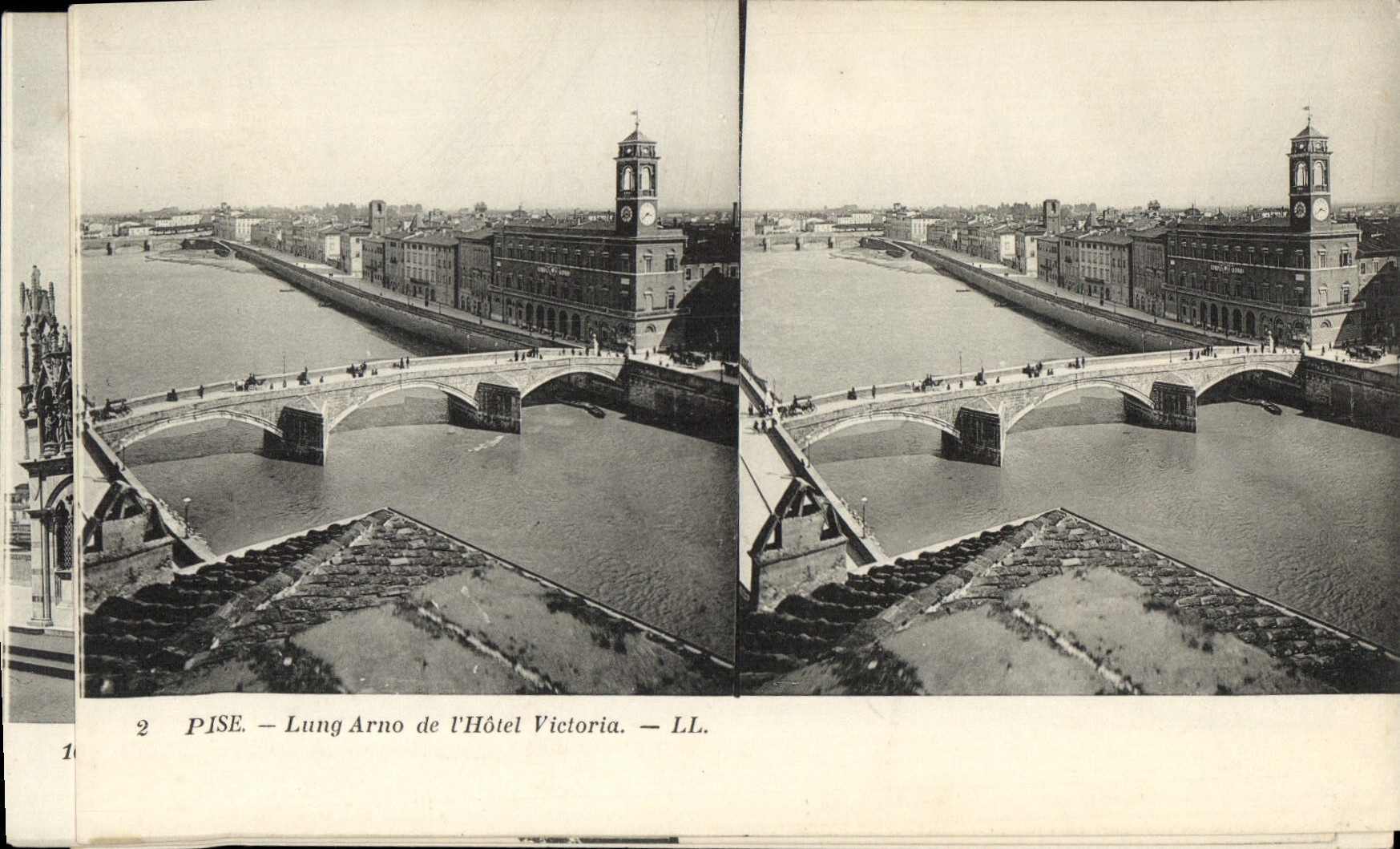 VINTAGE POSTCARD Pisa Lung Arno Of the Victoria Hotel