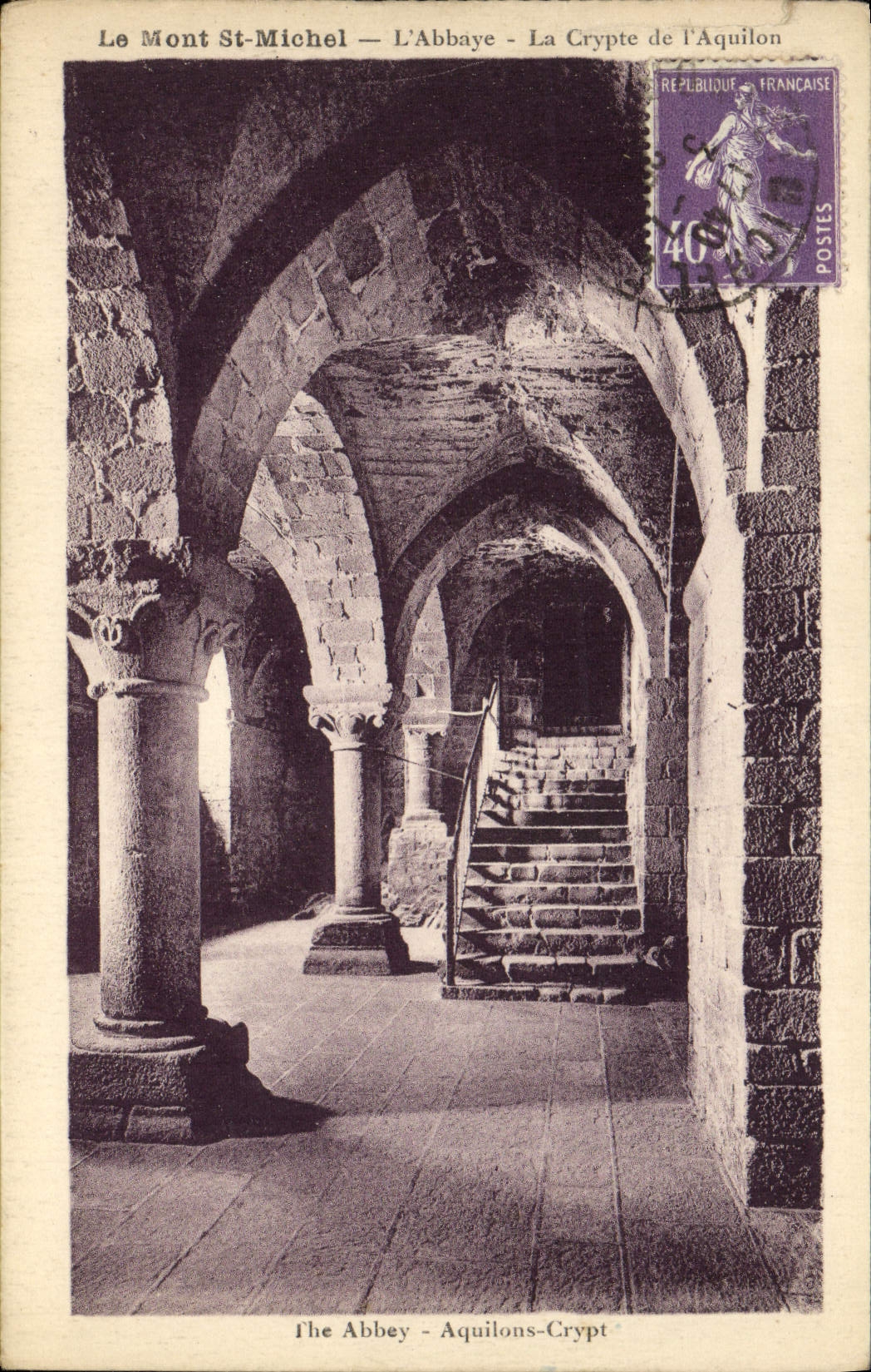 CPA Le Mont St Michel L'abbaye La Crypte De l'Aquilon