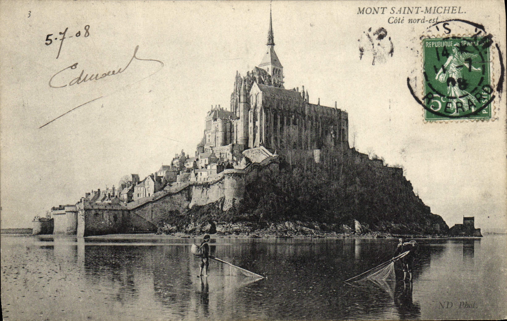 CPA Mont Saint Michel Pecheurs Peche