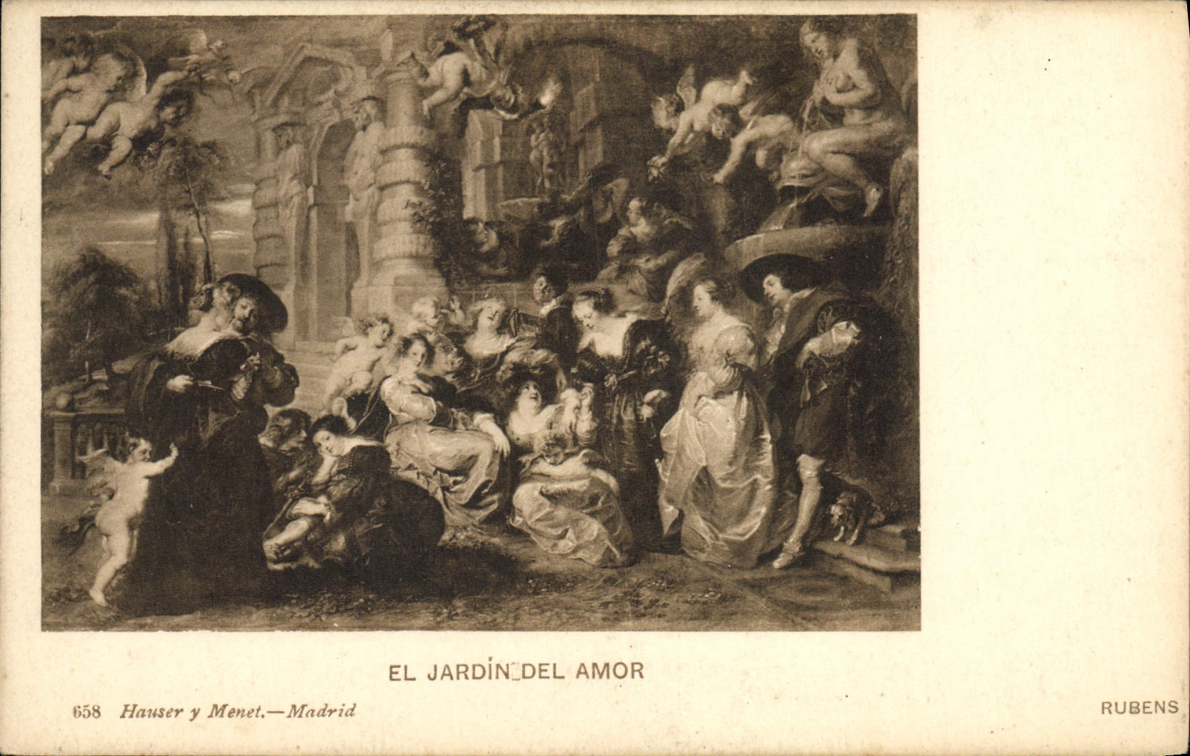 VINTAGE POSTCARD El Jardin Del Amor Madrid Rubens