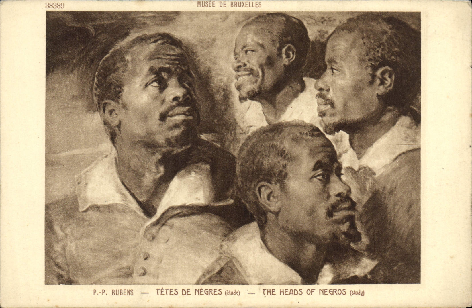 VINTAGE POSTCARD Museum Of Brussels Rubens Heads Of Negros