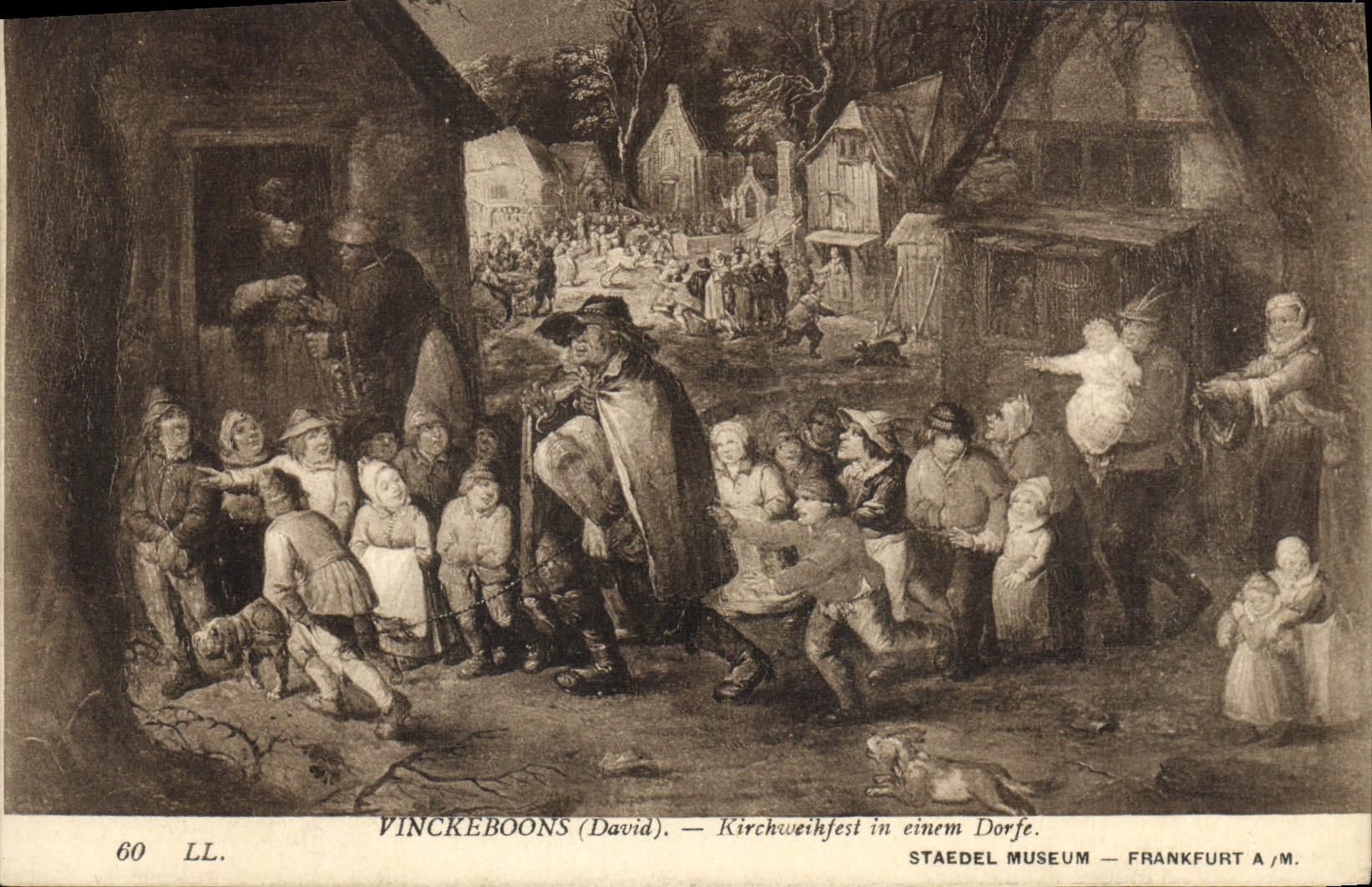 VINTAGE POSTCARD Vinckeboons Kirchweihfest Staedel Museum Frankfurt has Main