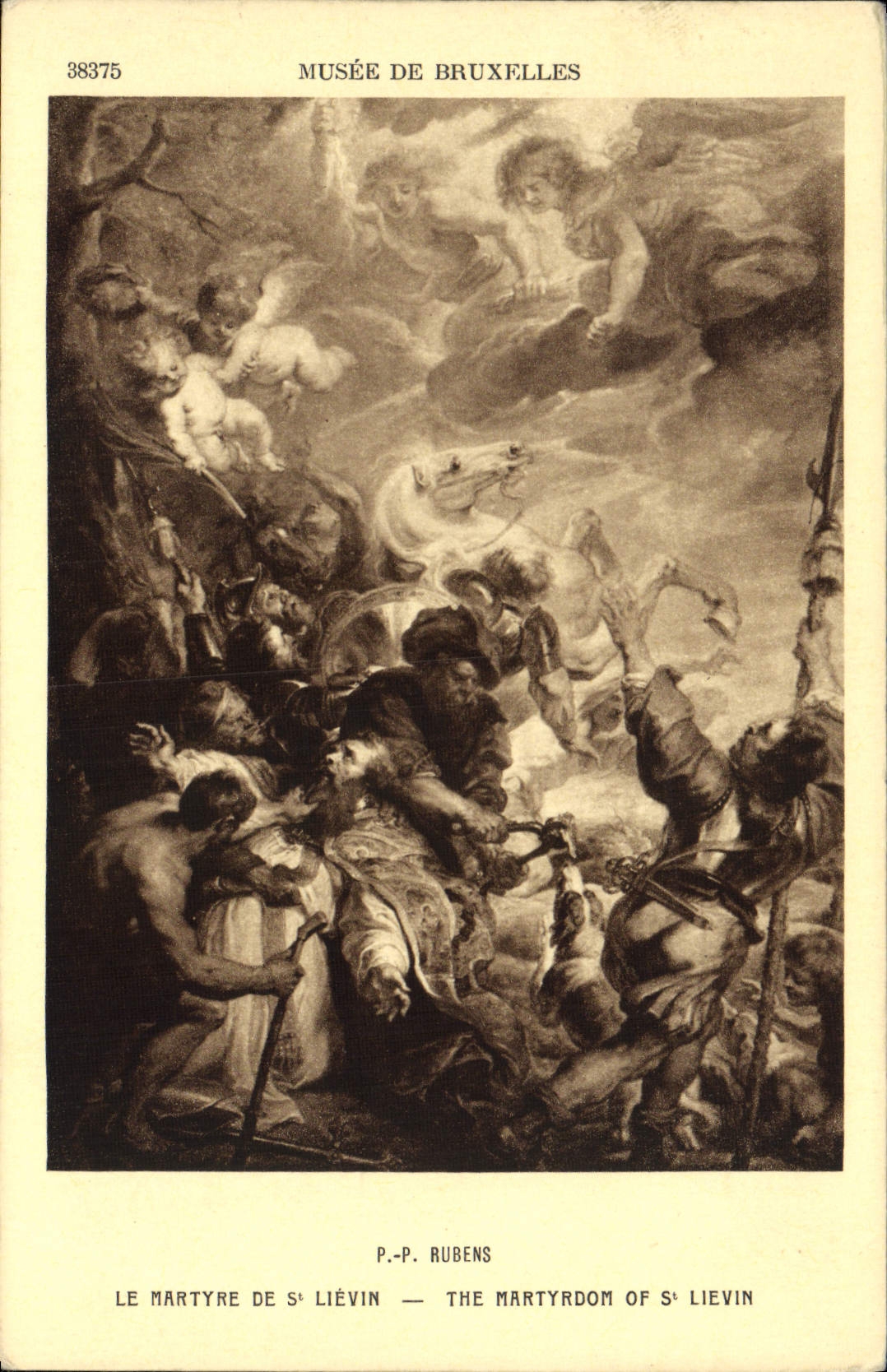 VINTAGE POSTCARD Museum Of Brussels Rubens the Martyrdom Of St Lievin
